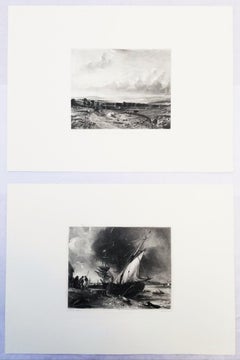 Conjunto de dos grabados a la aguafuerte de "Paisajes ingleses" de Constable
