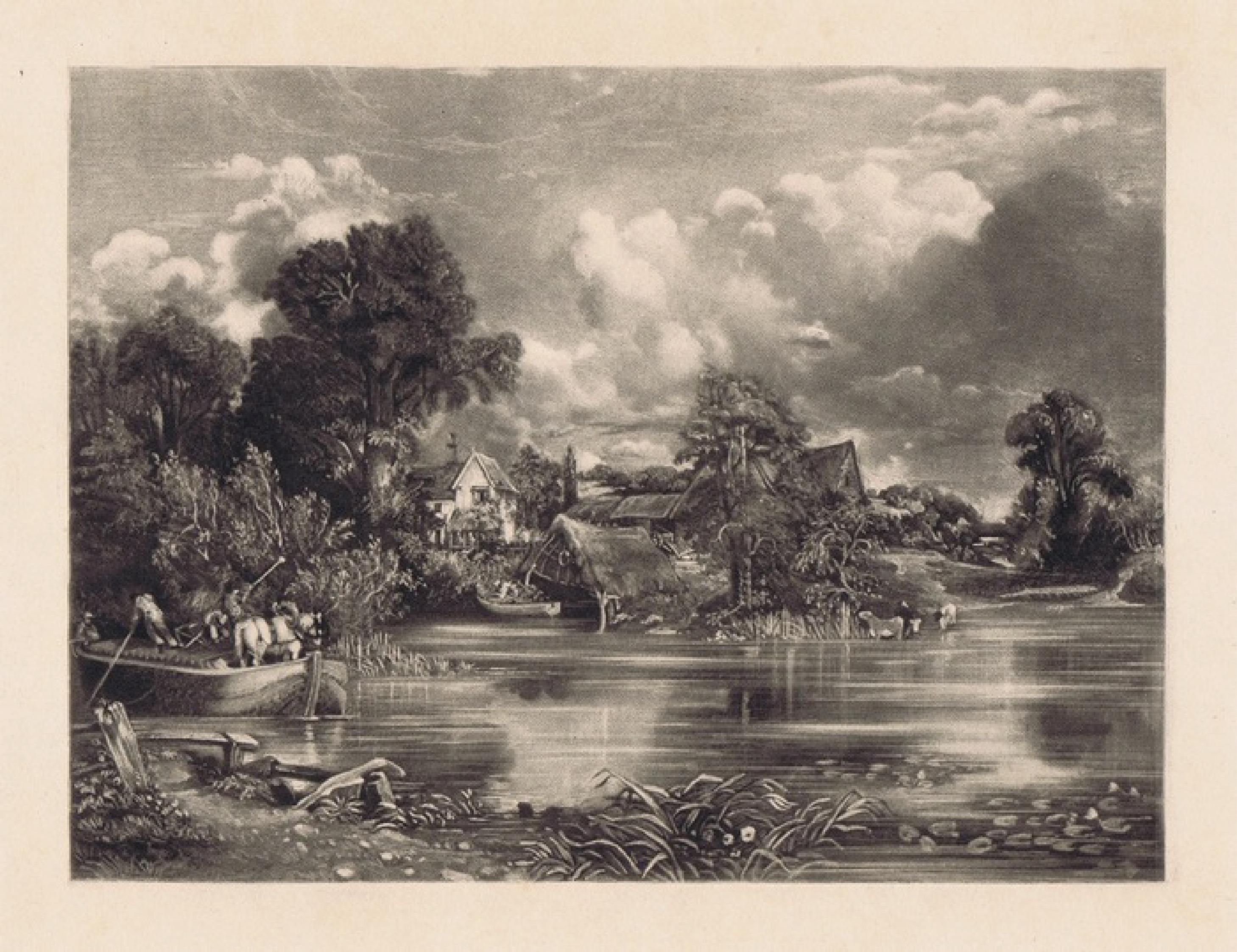 John Constable Figurative Print – View on the River Stour ('Das weiße Pferd, die Flussschleppe)