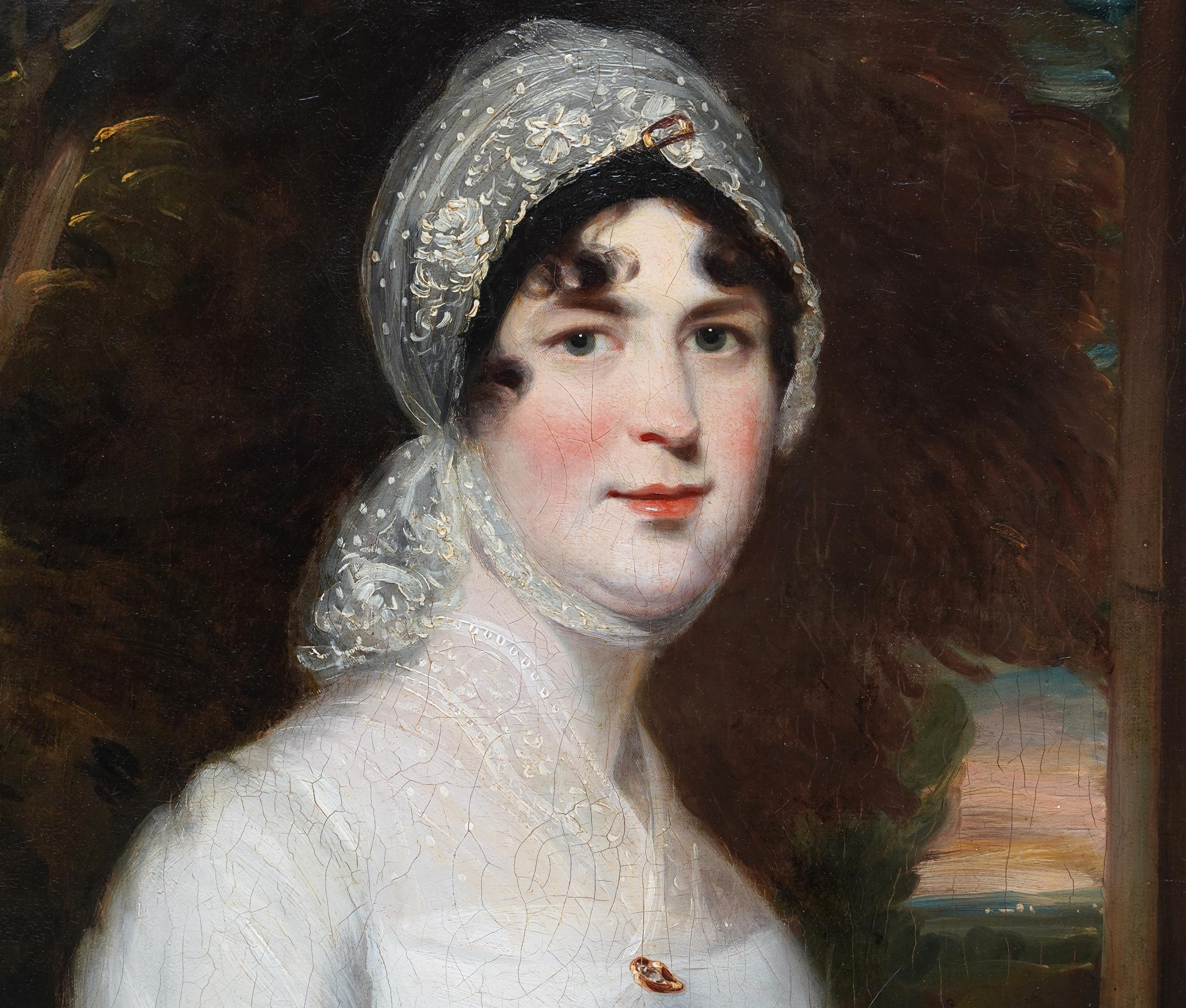 Retrato de una dama vestida de blanco - pintura al óleo de arte británico del siglo XIX - Painting Antiguos maestros de John Constable 