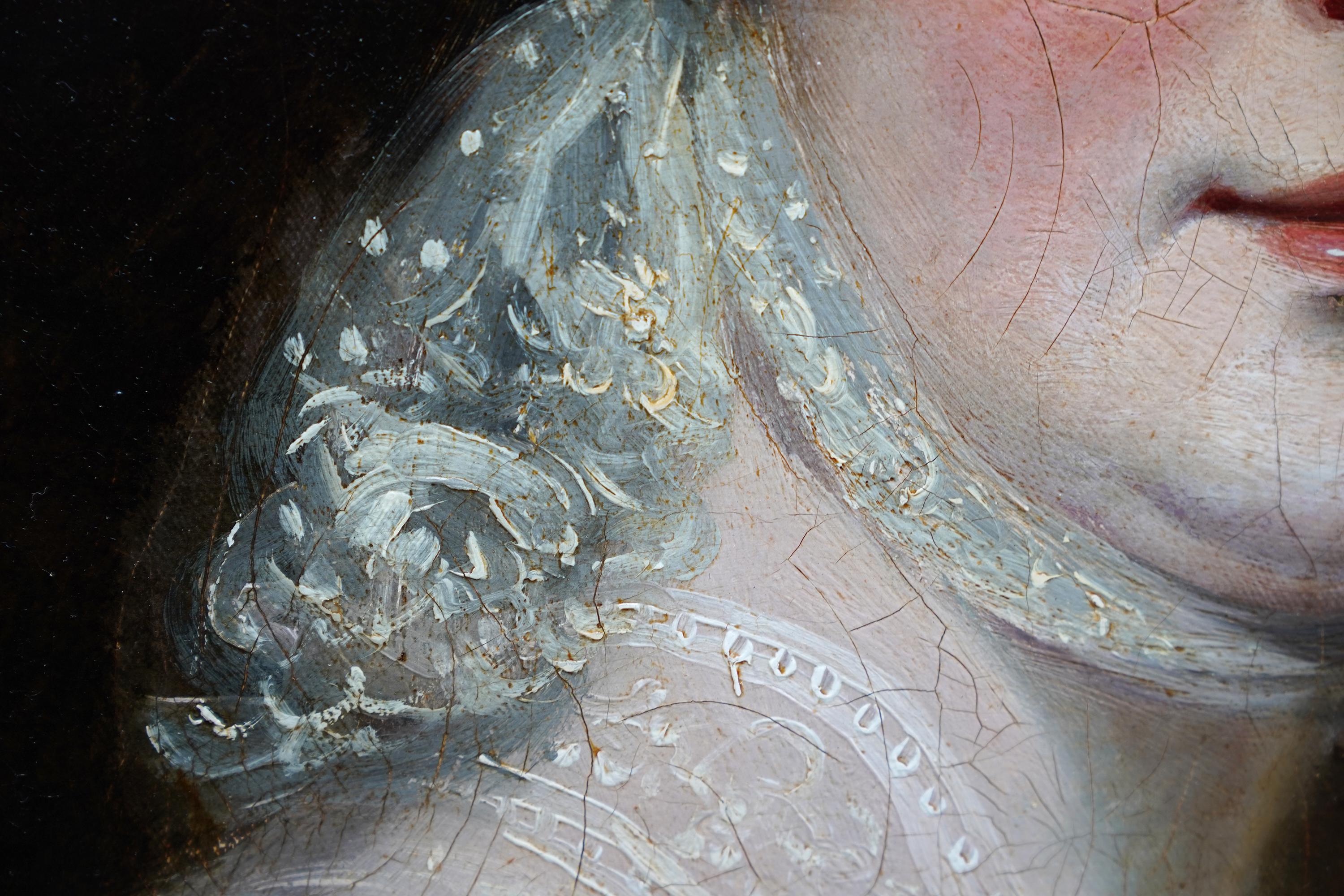 Retrato de una dama vestida de blanco - pintura al óleo de arte británico del siglo XIX en venta 3