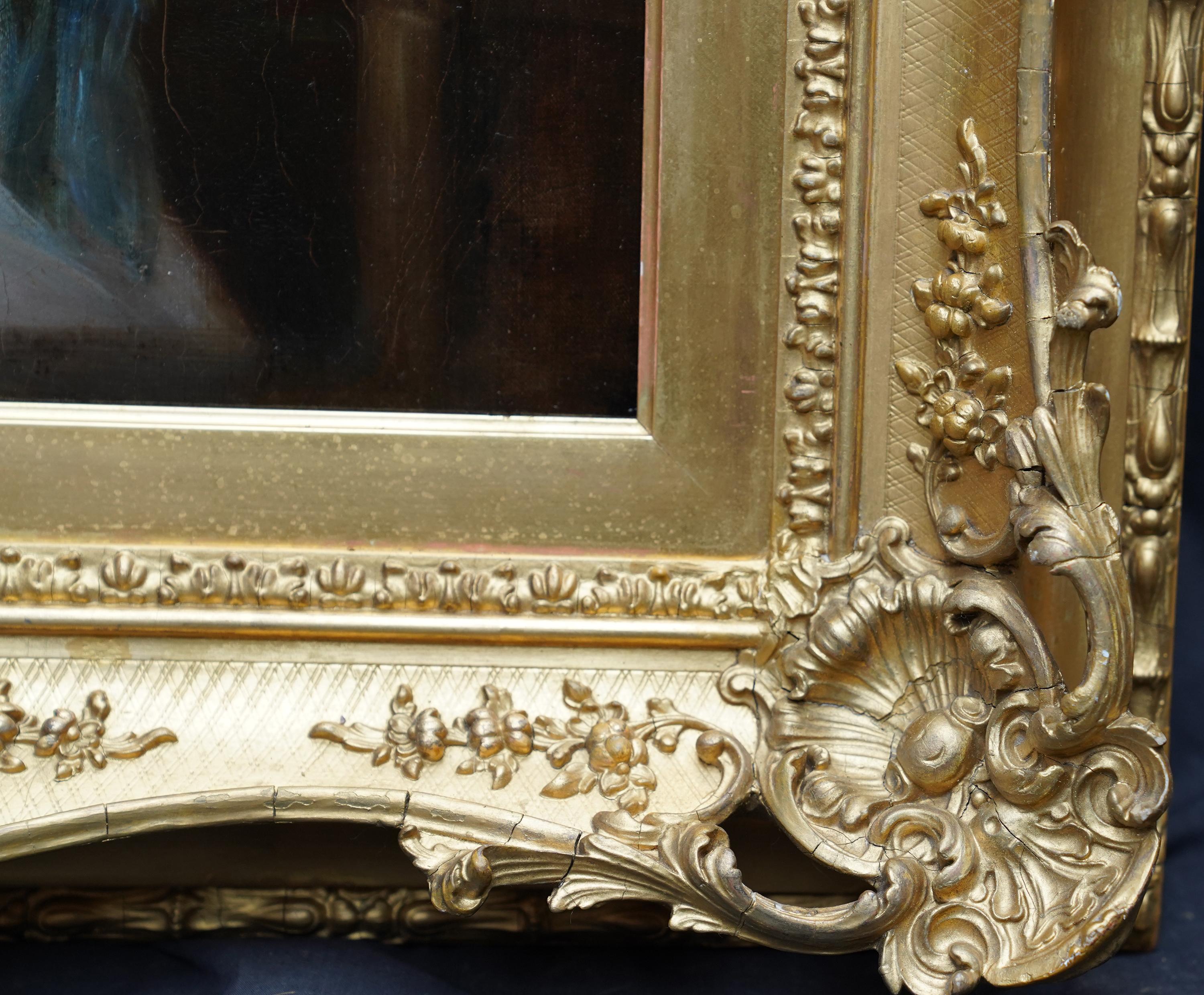 Retrato de una dama vestida de blanco - pintura al óleo de arte británico del siglo XIX en venta 4