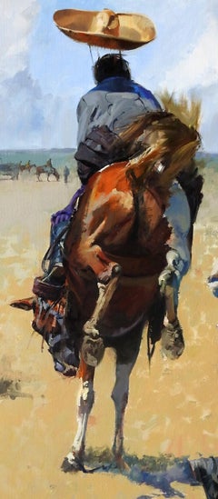 "Chapeau bas:: John Cook:: Huile sur toile:: Impressionnisme:: Western:: Cowboy:: Cheval