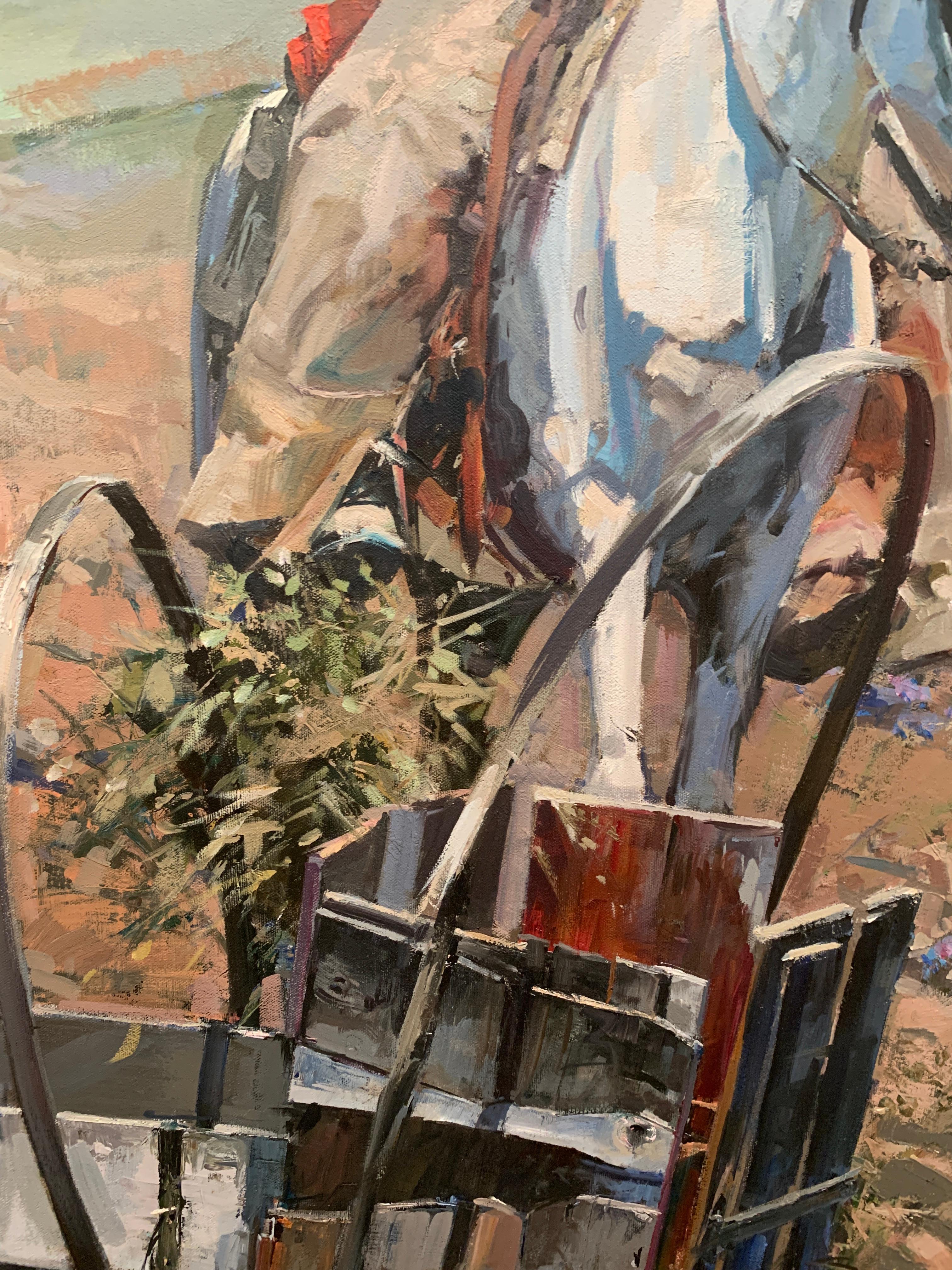 « Lookin Back », John Cook, huile sur toile, impressionnisme, western, cowboy, cheval en vente 3