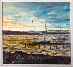 John Corcoran (b.1940) - 1968 Oil, Tranquil Lake Scene at Dusk