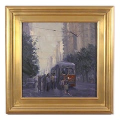 JOHN COSBY "6:00 STOP" OIL ON CANVAS SIGNED LOWER RIGHT 24" x 24"