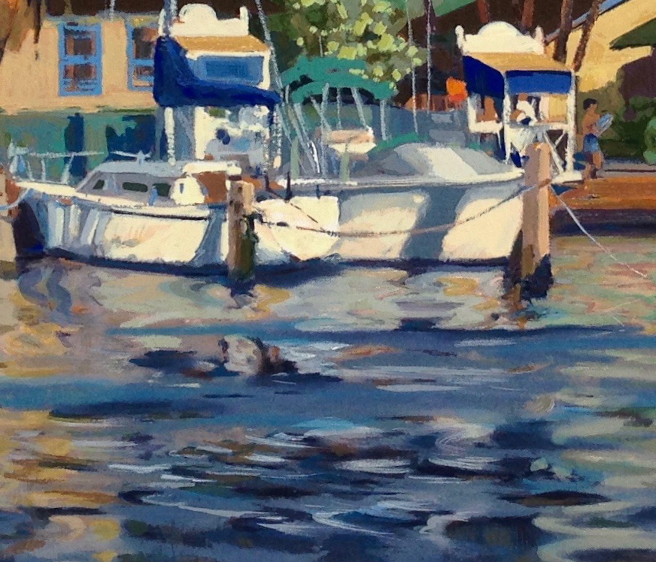 „Afternoon Glow“ Bunte Serigrafie des Hafens von Lahaina (Amerikanischer Impressionismus), Print, von John Cosby