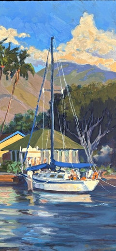 „Afternoon Glow“ Bunte Serigrafie des Hafens von Lahaina, Maui