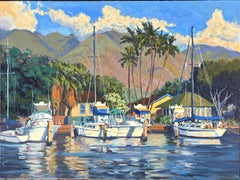 "Afternoon Glow" Colorful Serigraph of Lahaina Harbor, Maui