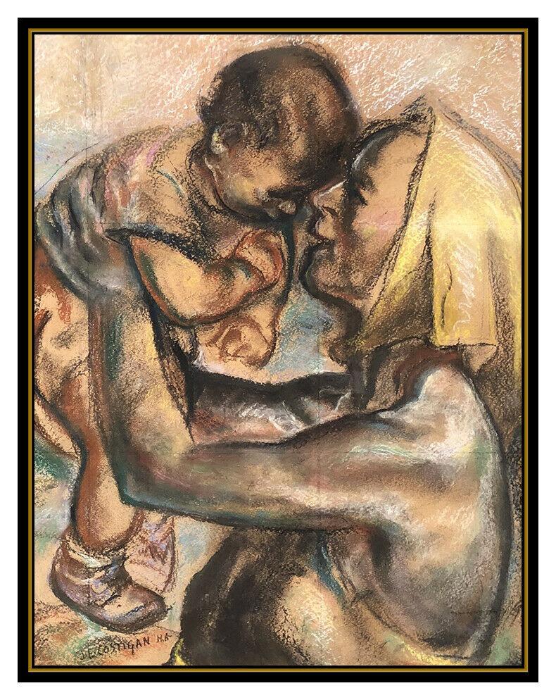 John Costigan Original Pastel Painting Signed Female Child Portrait Large Ar For Sale 2