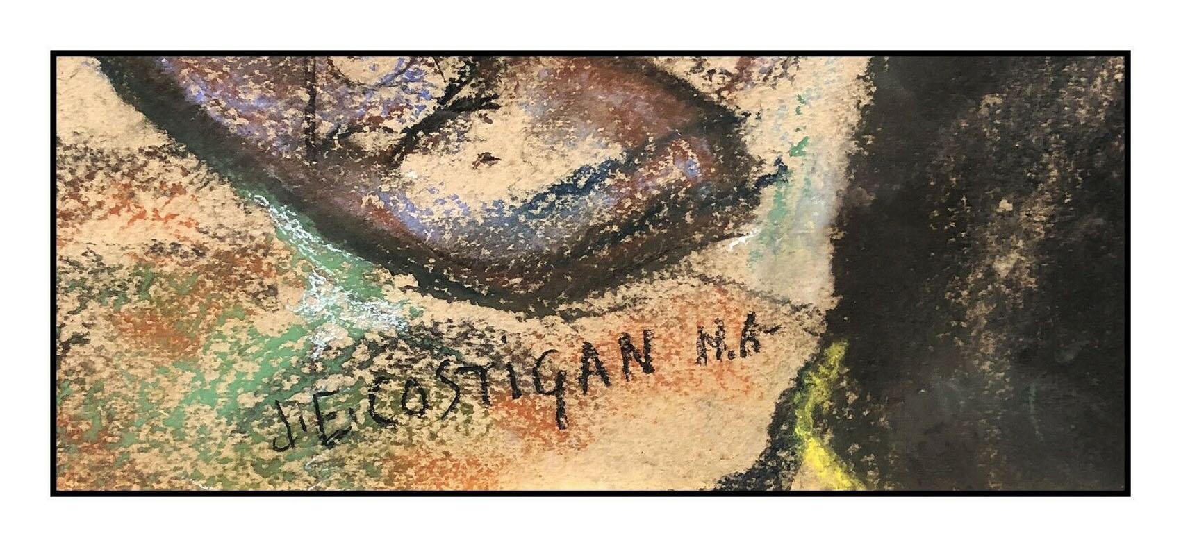 John Costigan Original Pastel Painting Signed Female Child Portrait Large Ar For Sale 3