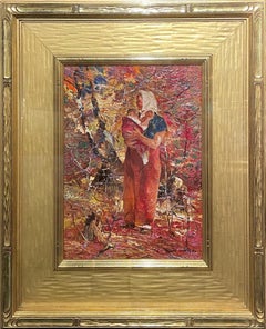 ""Mother-Child Autumn Background"" John Costigan, Impressionistische New Yorker Landschaft