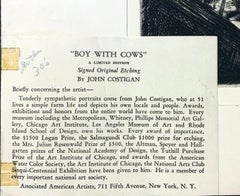 John Costigan Limited Ed. Signed Original Etching BOY WITH COWS