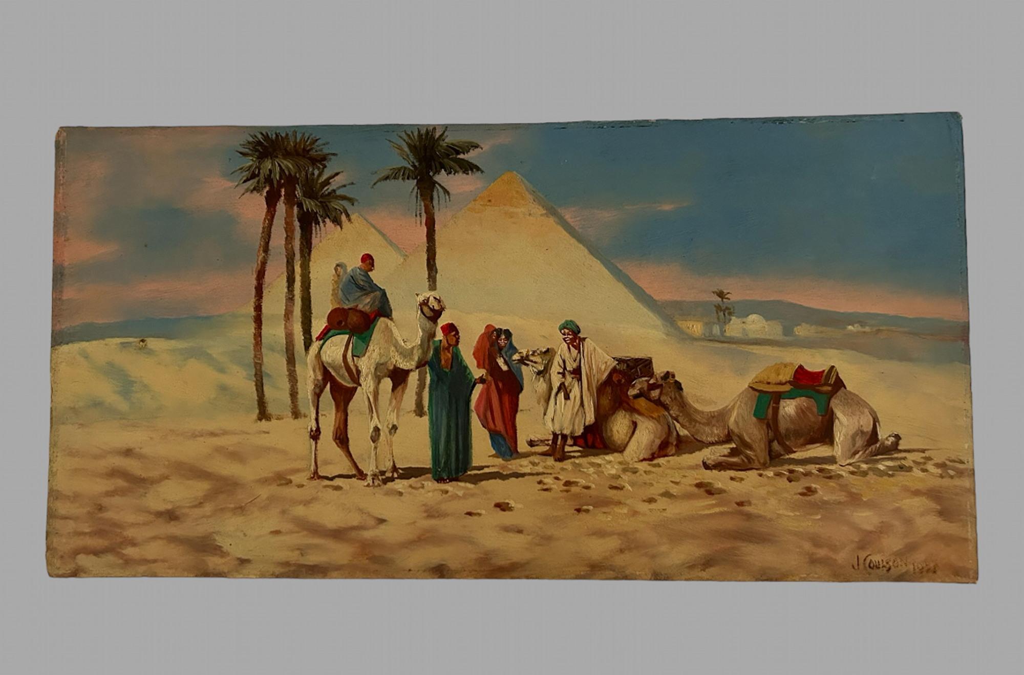Mid-Century Modern John Coulson- A Set of Three Unframed Decorative Arab Scenes.