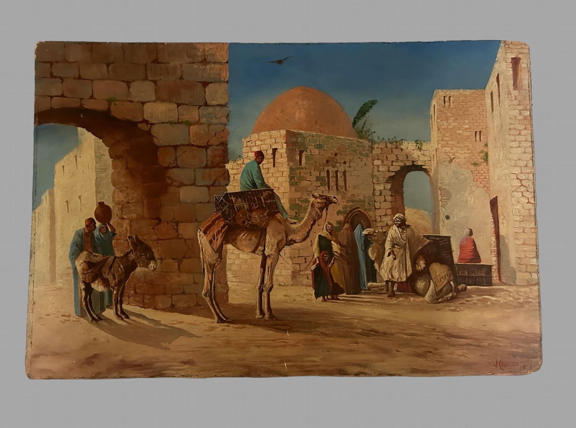 Saudi Arabian John Coulson- A Set of Three Unframed Decorative Arab Scenes.