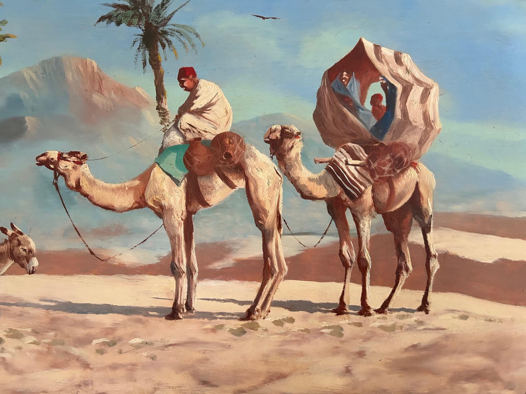 Oiled John Coulson- A Set of Three Unframed Decorative Arab Scenes.