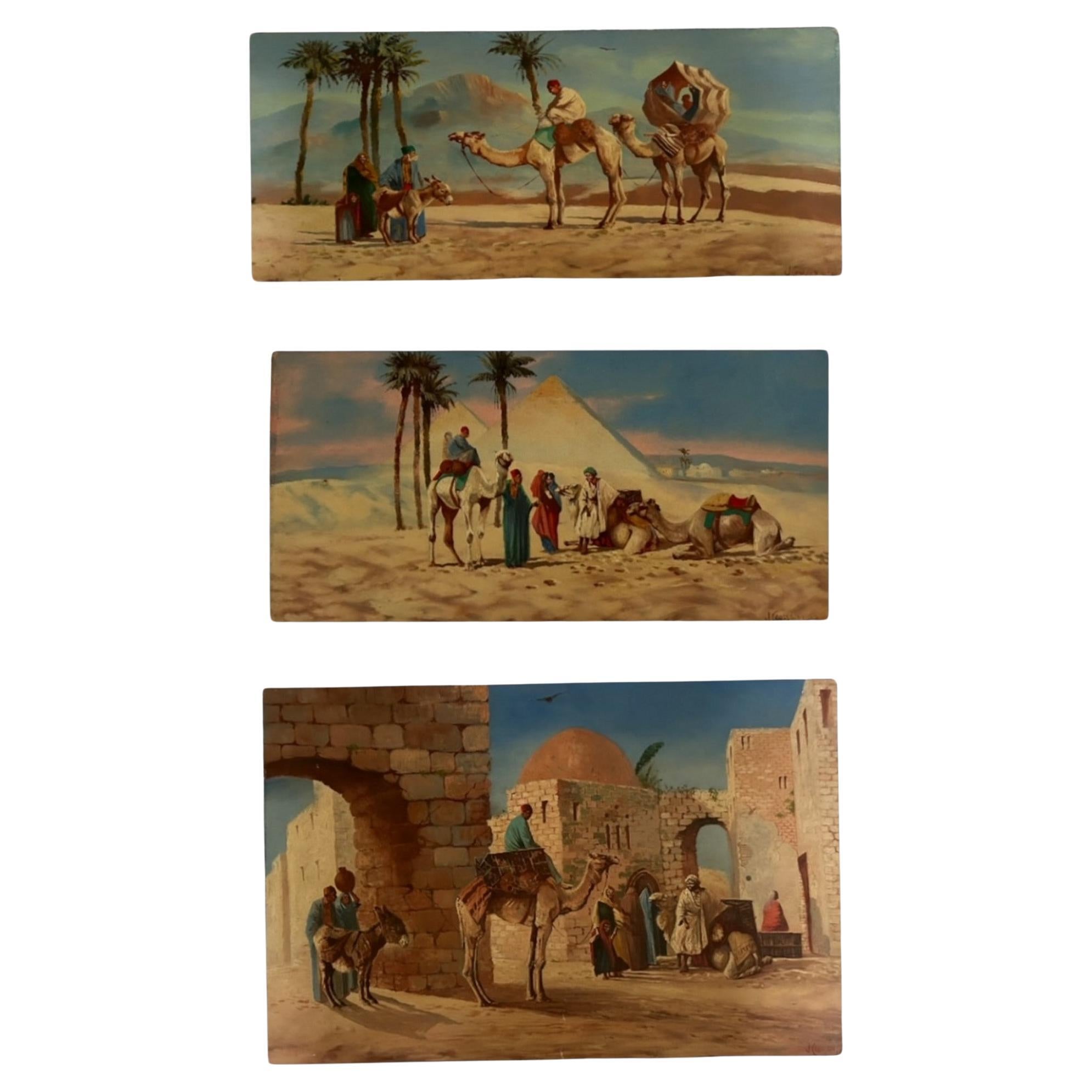 John Coulson- A Set of Three Unframed Decorative Arab Scenes.