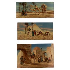 Antique John Coulson- A Set of Three Unframed Decorative Arab Scenes.
