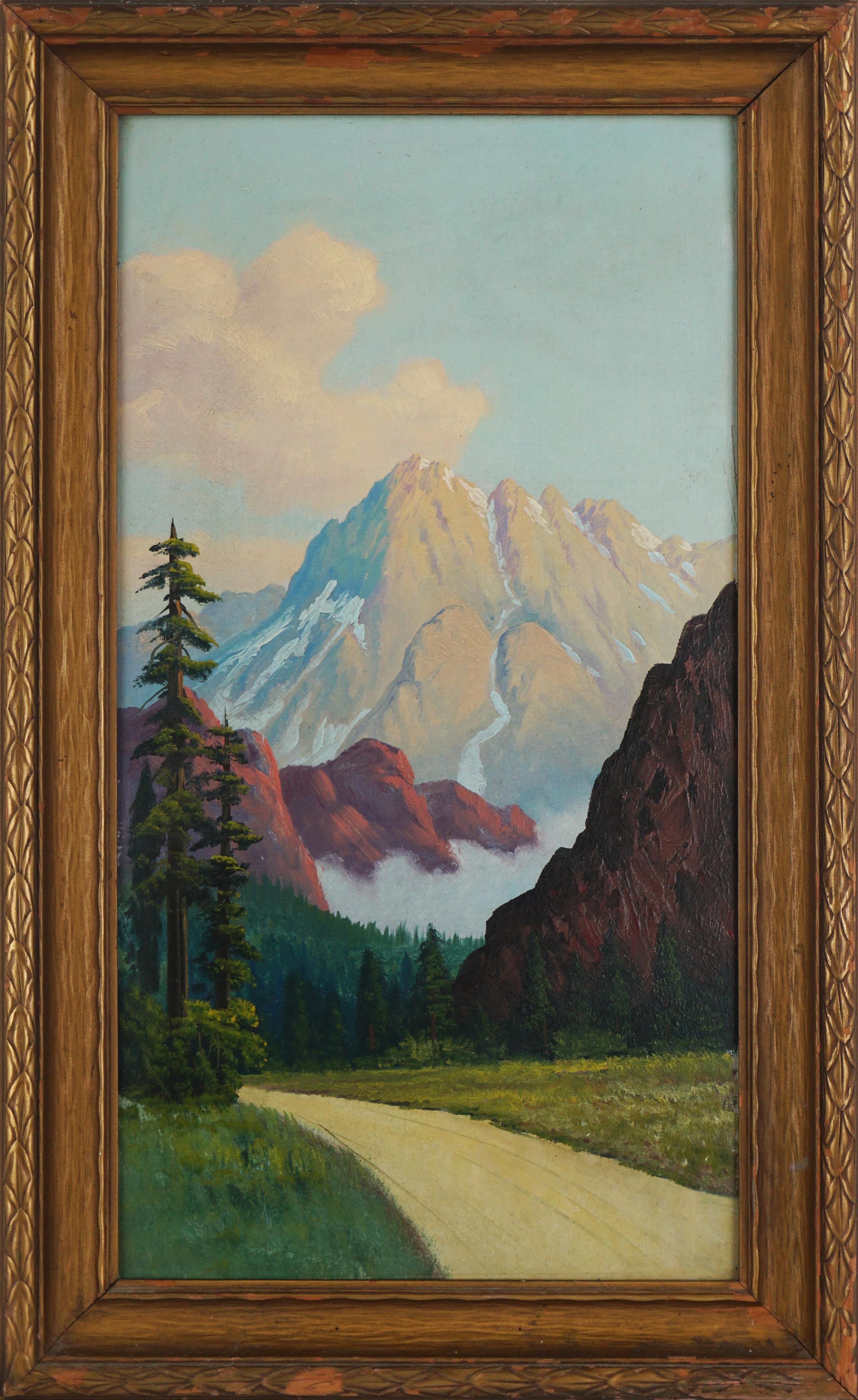 John Coultrup Landscape Painting – Road to Mount Whitney-Landschaft aus der Mitte des Jahrhunderts