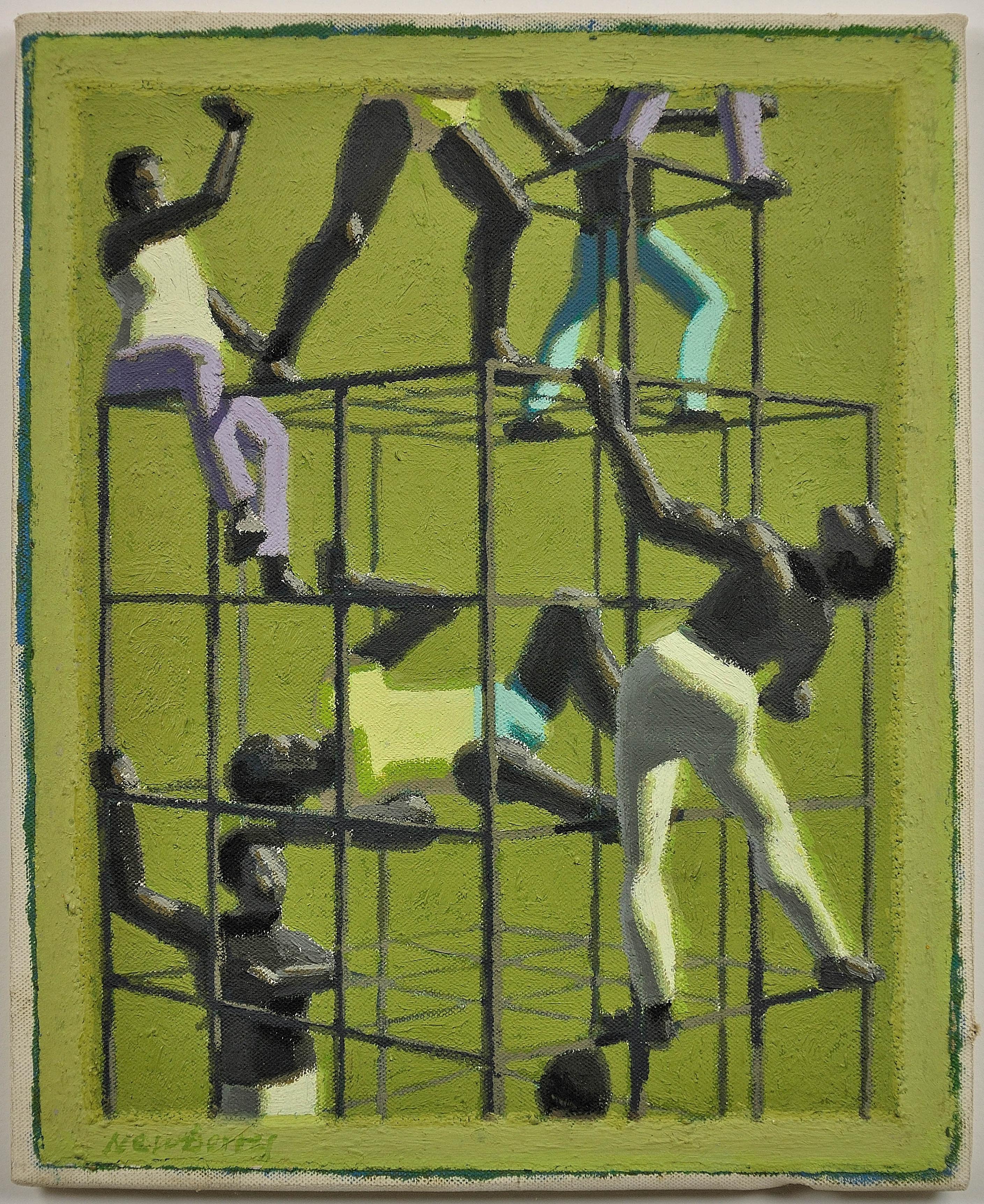 The Climbers, 1970. Geometric Abstract Parallel Projection.Ruskin School Oxford. - Painting by John Coverdale Newberry