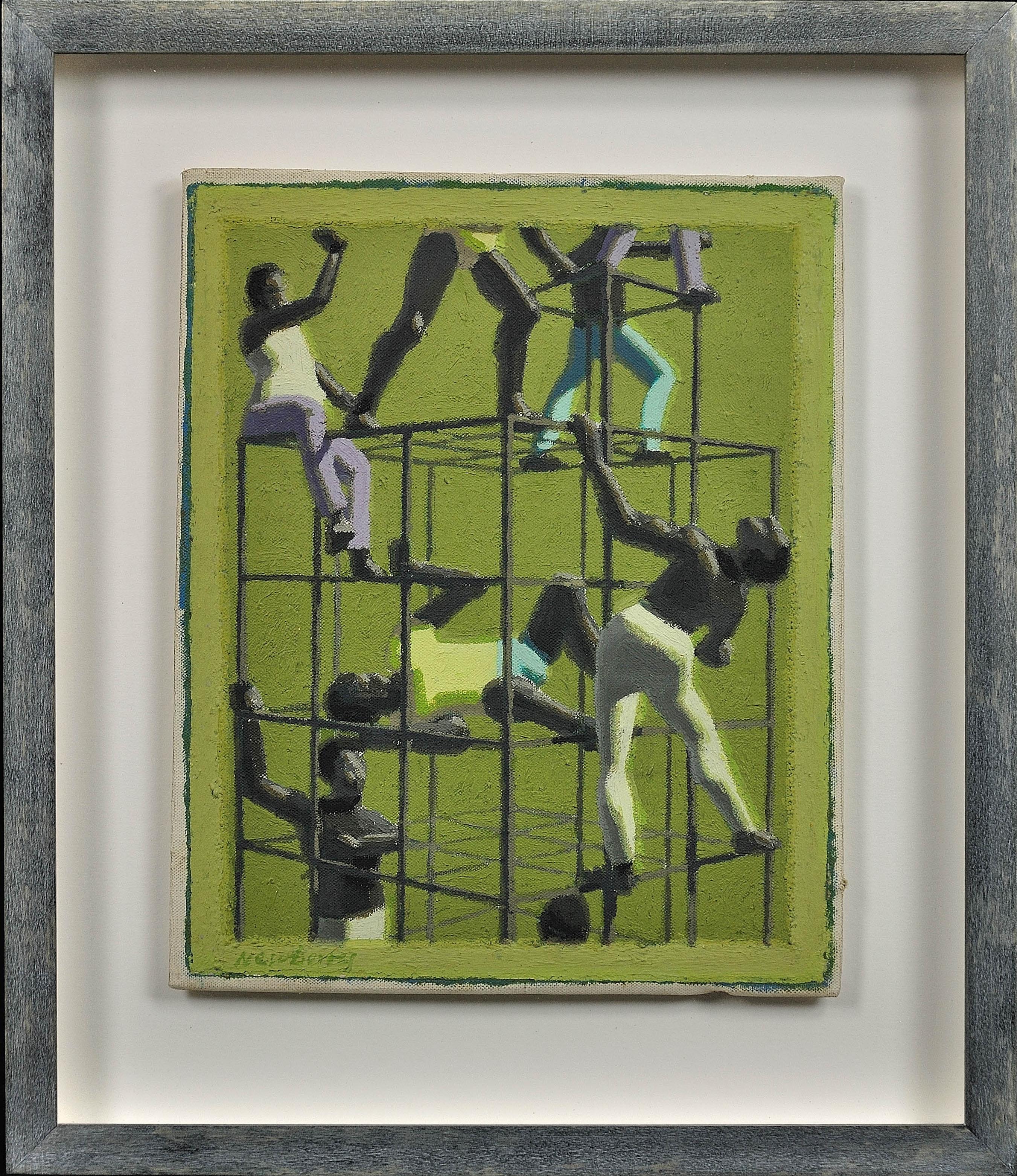John Coverdale Newberry Abstract Painting - The Climbers, 1970. Geometric Abstract Parallel Projection.Ruskin School Oxford.
