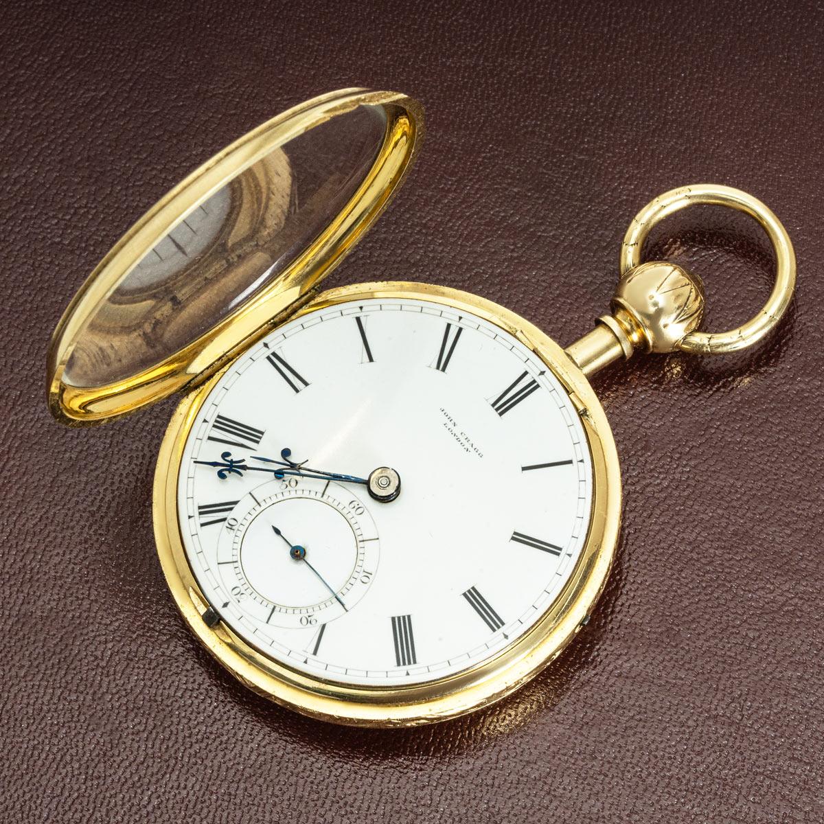 John Cragg. A Rare Heavy Gold Cabriolet Keywind Pocket Watch C1850 In Good Condition For Sale In London, GB
