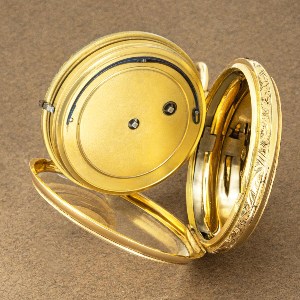 John Cragg. A Rare Heavy Gold Cabriolet Keywind Pocket Watch C1850 For Sale 1