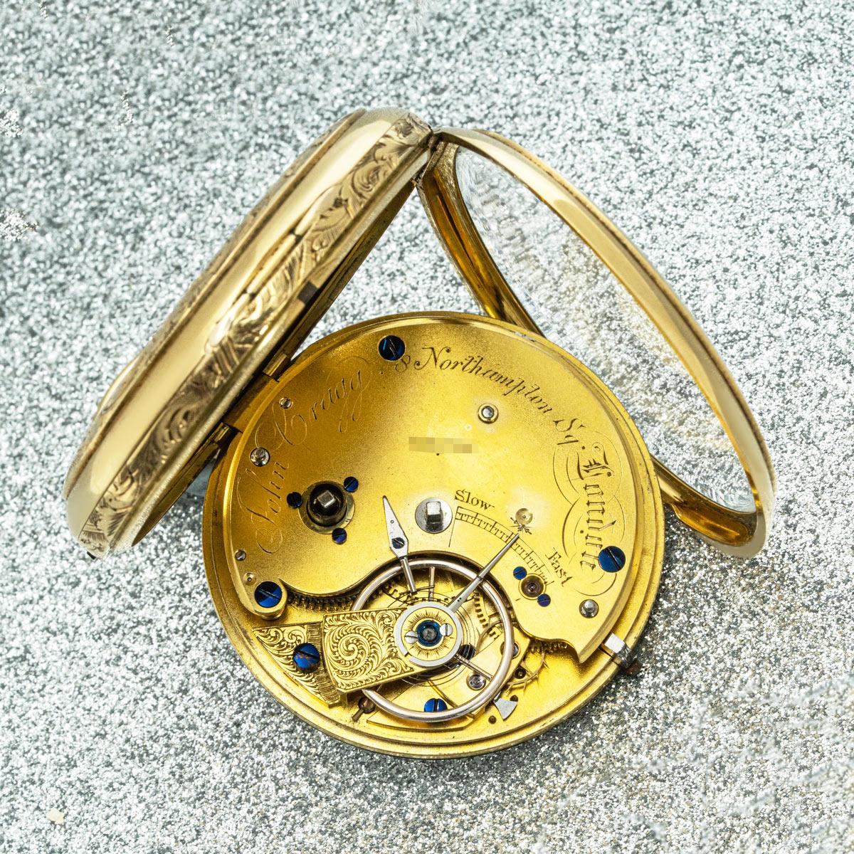 John Cragg. A Rare Heavy Gold Cabriolet Keywind Pocket Watch C1850 For Sale 2