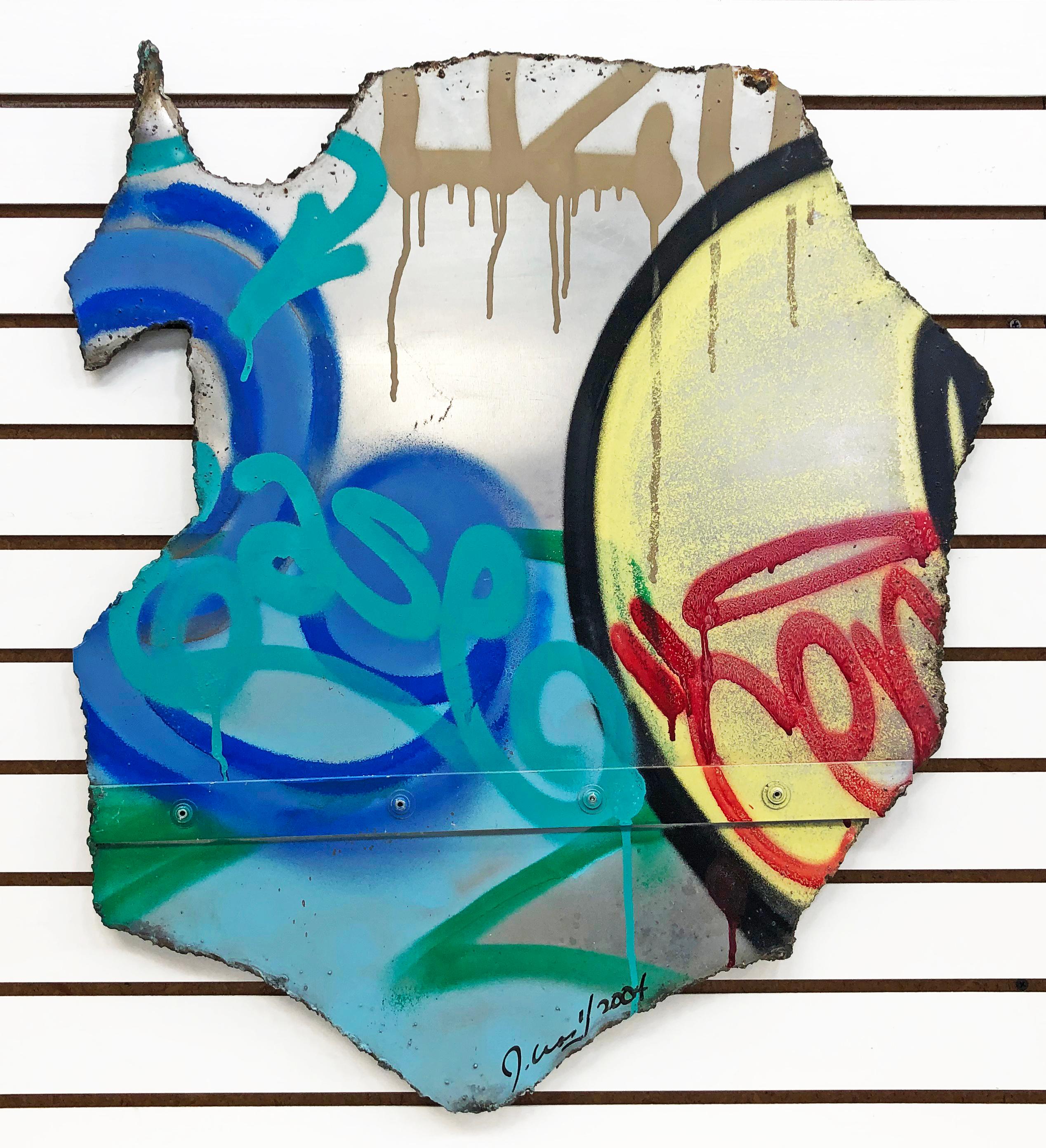 Untitled (Original Painting on Metal) - Mixed Media Art by John Crash Matos