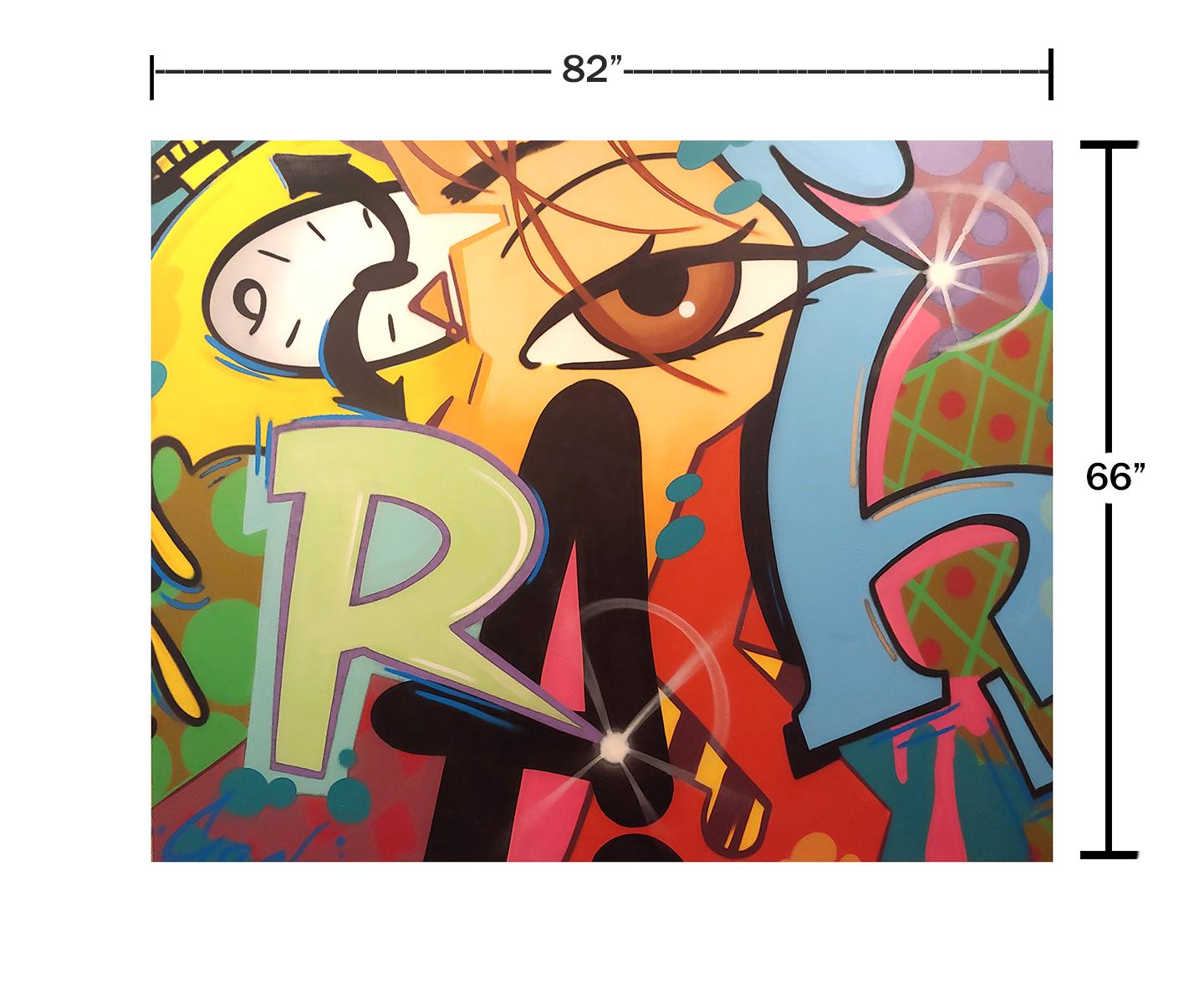 Grande tela 66x82 dipinta con acrilico e vernice spray dalla leggenda dei graffiti di New York CRASH in vendita 5