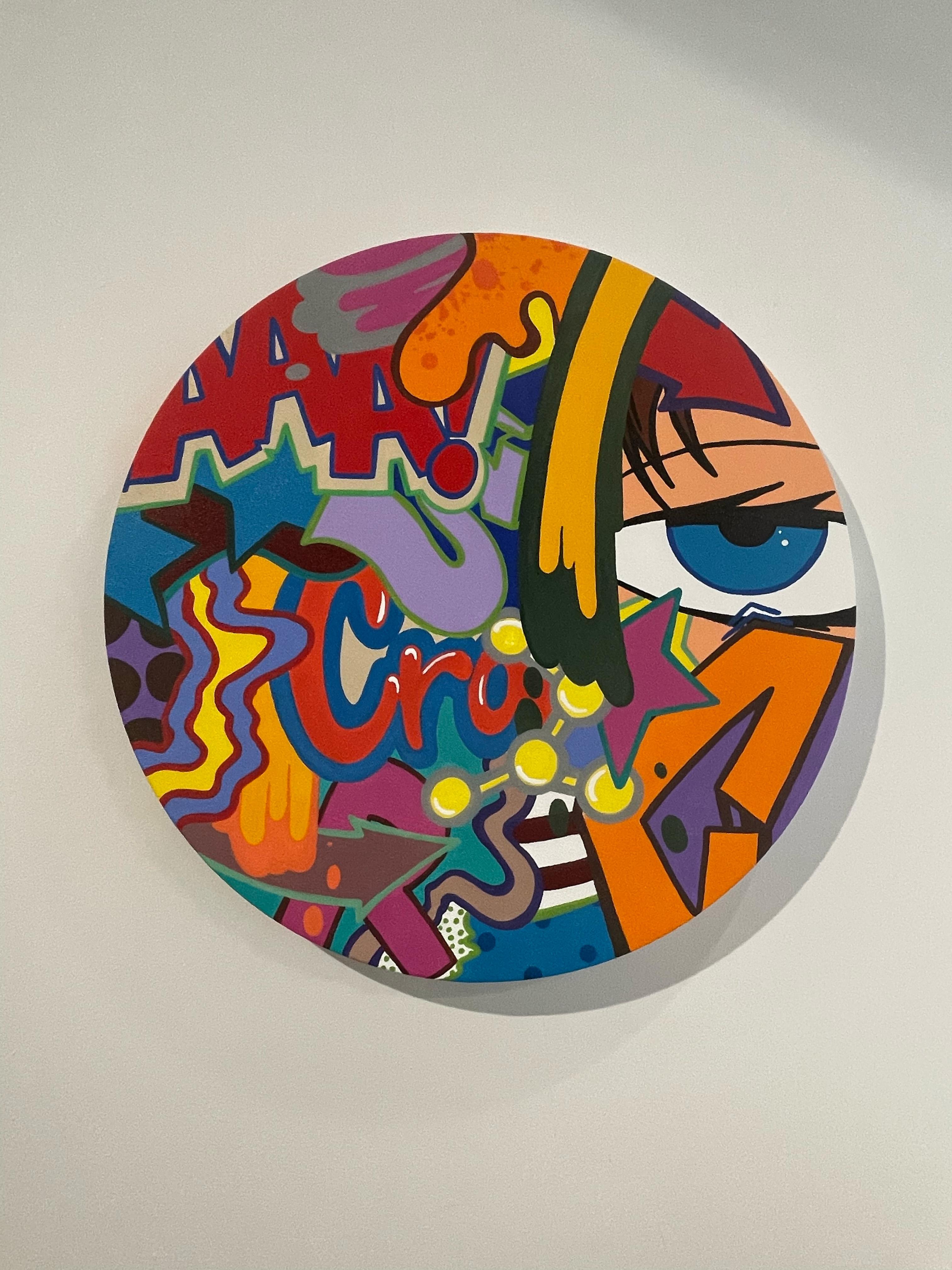 Sprühfarbe/Graffiti/Street Art/Pop Art_Round_John „CRASH“ Matos, Retro-spektive (Streetart), Painting, von John Crash Matos