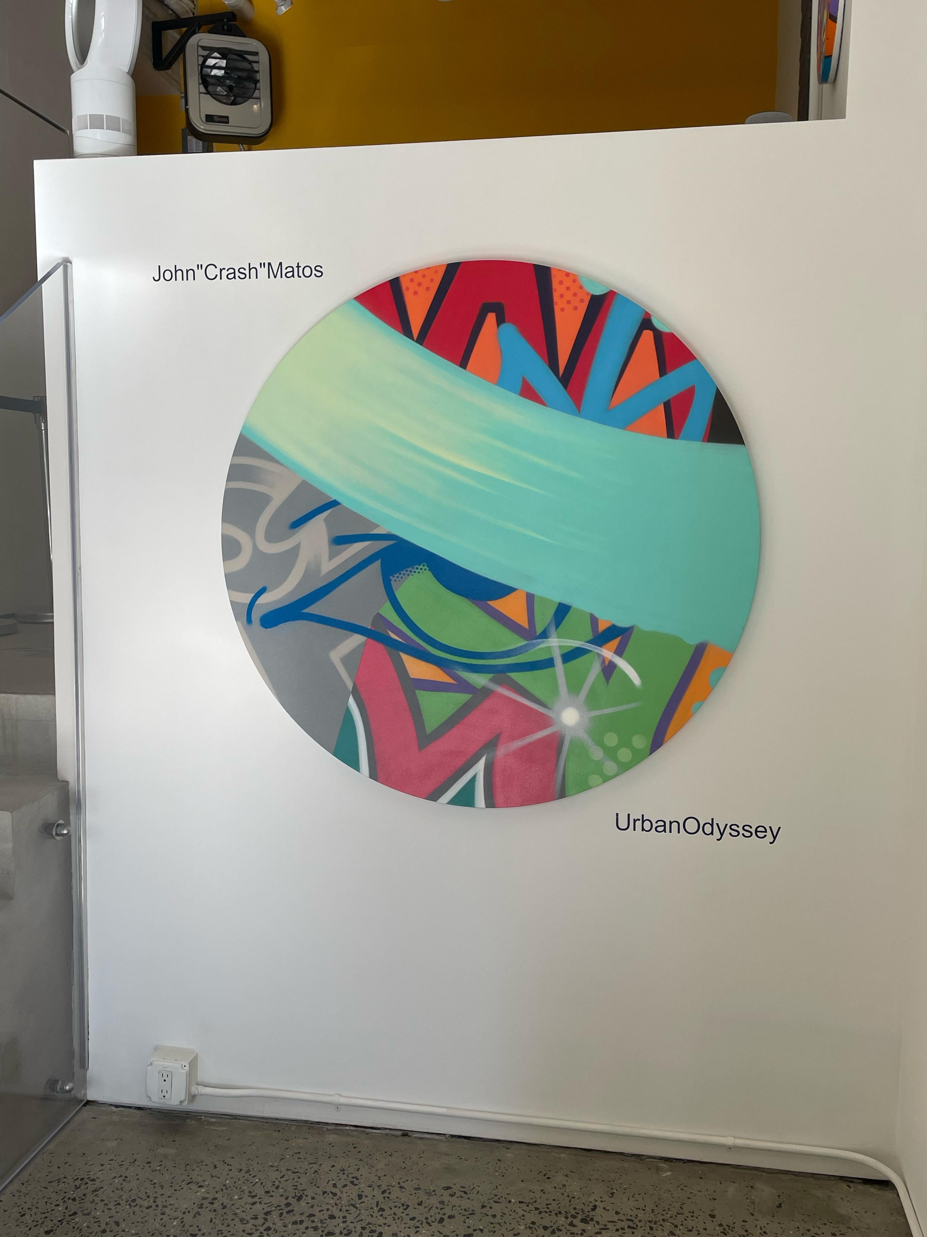 Sprühfarbe/Graffiti/Street Art/Pop_Round Canvas_John „CRASH“ Matos, Revision – Painting von John Crash Matos