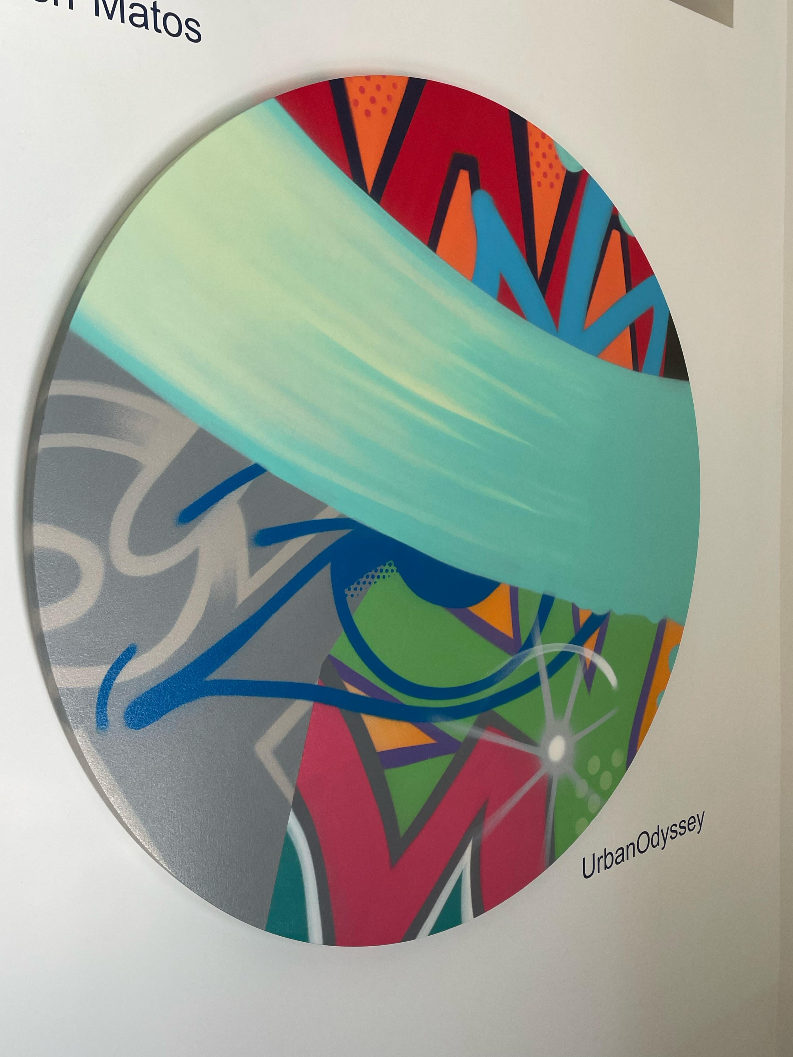 Sprühfarbe/Graffiti/Street Art/Pop_Round Canvas_John „CRASH“ Matos, Revision (Streetart), Painting, von John Crash Matos