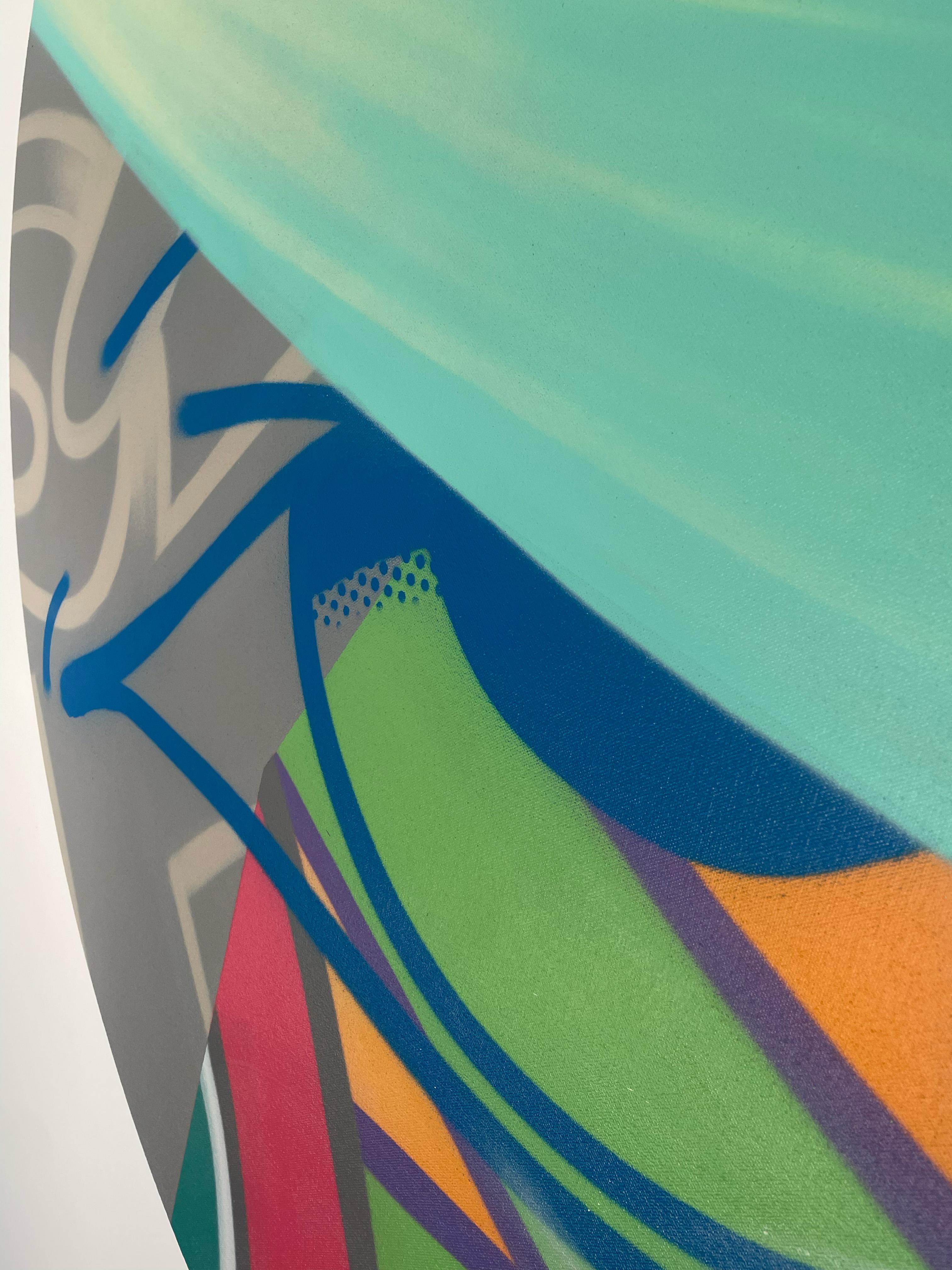 Sprühfarbe/Graffiti/Street Art/Pop_Round Canvas_John „CRASH“ Matos, Revision im Angebot 1