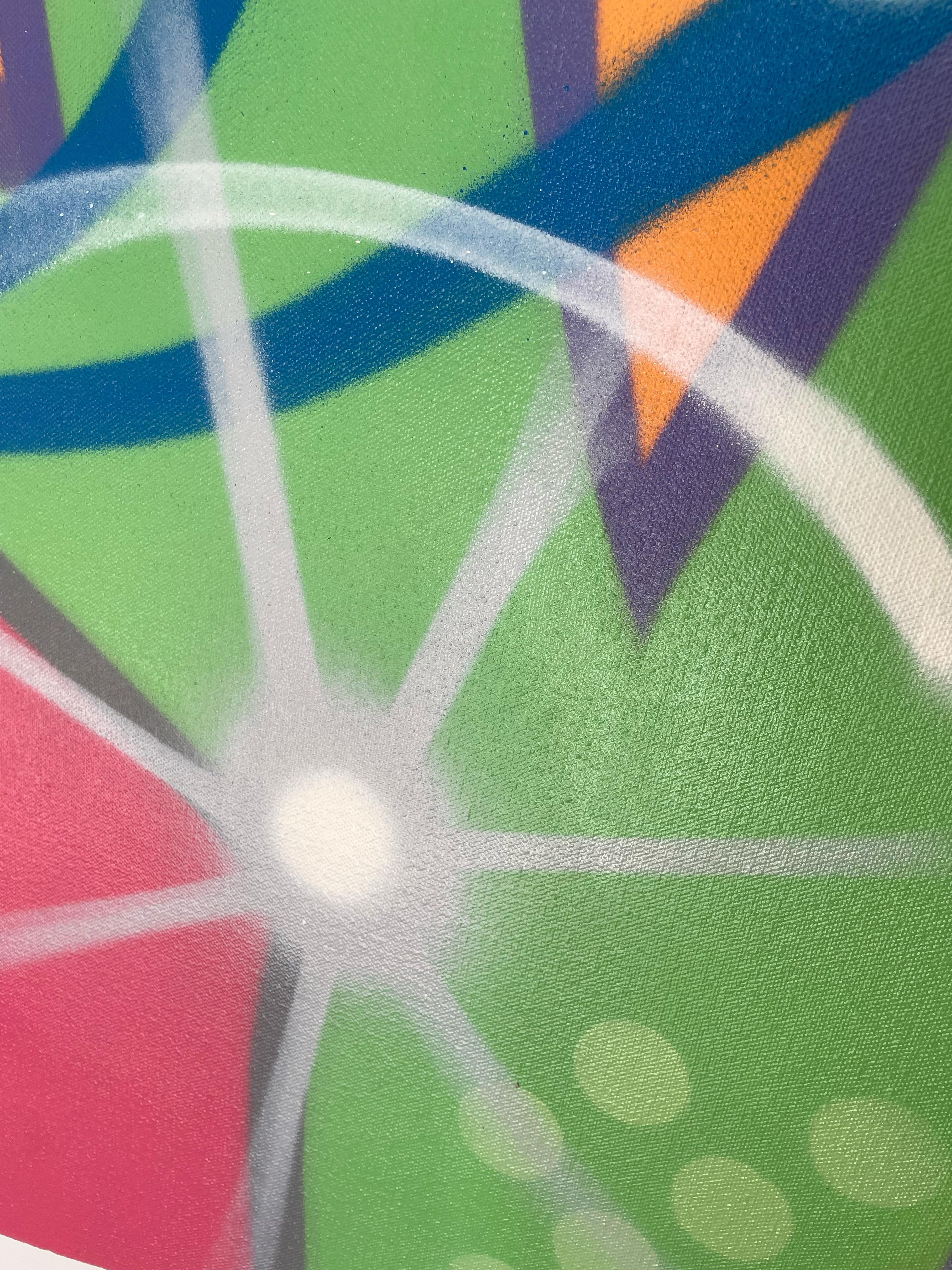 Sprühfarbe/Graffiti/Street Art/Pop_Round Canvas_John „CRASH“ Matos, Revision im Angebot 2