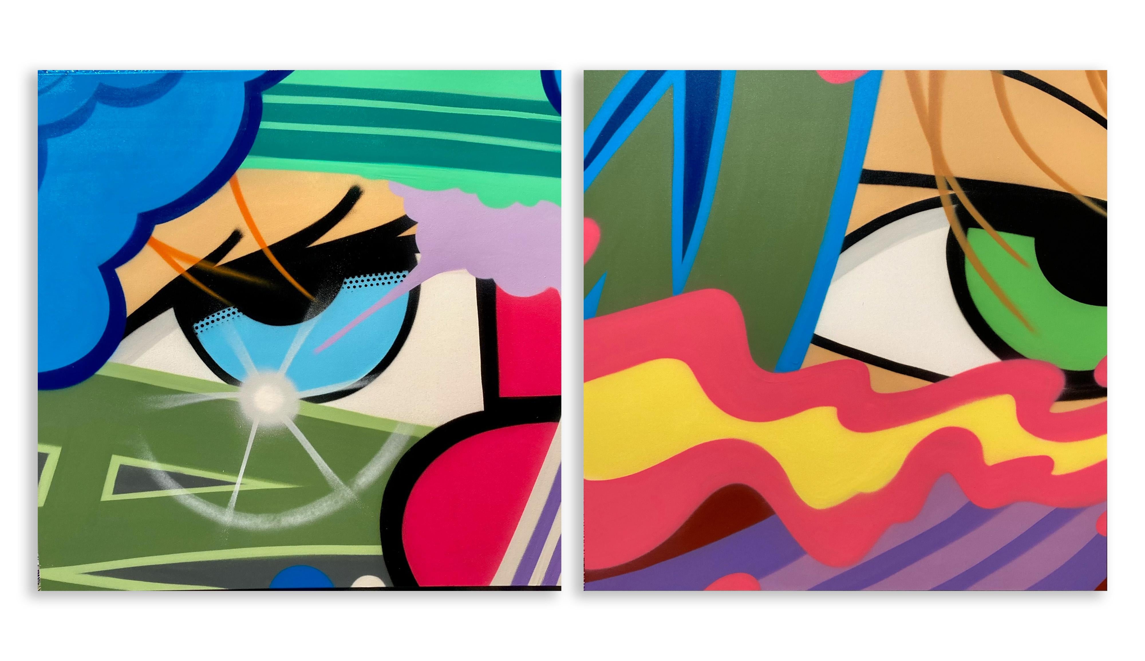 Street Art/Graffiti Spray Paint on Canvas_Untitled Diptych by John 