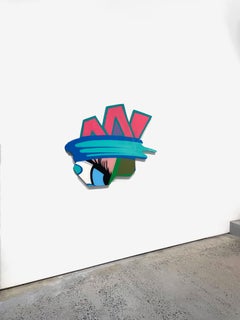 Senza titolo (Lettere rosa caldo)_John "CRASH" Matos, Vernice spray/Tela sagomata