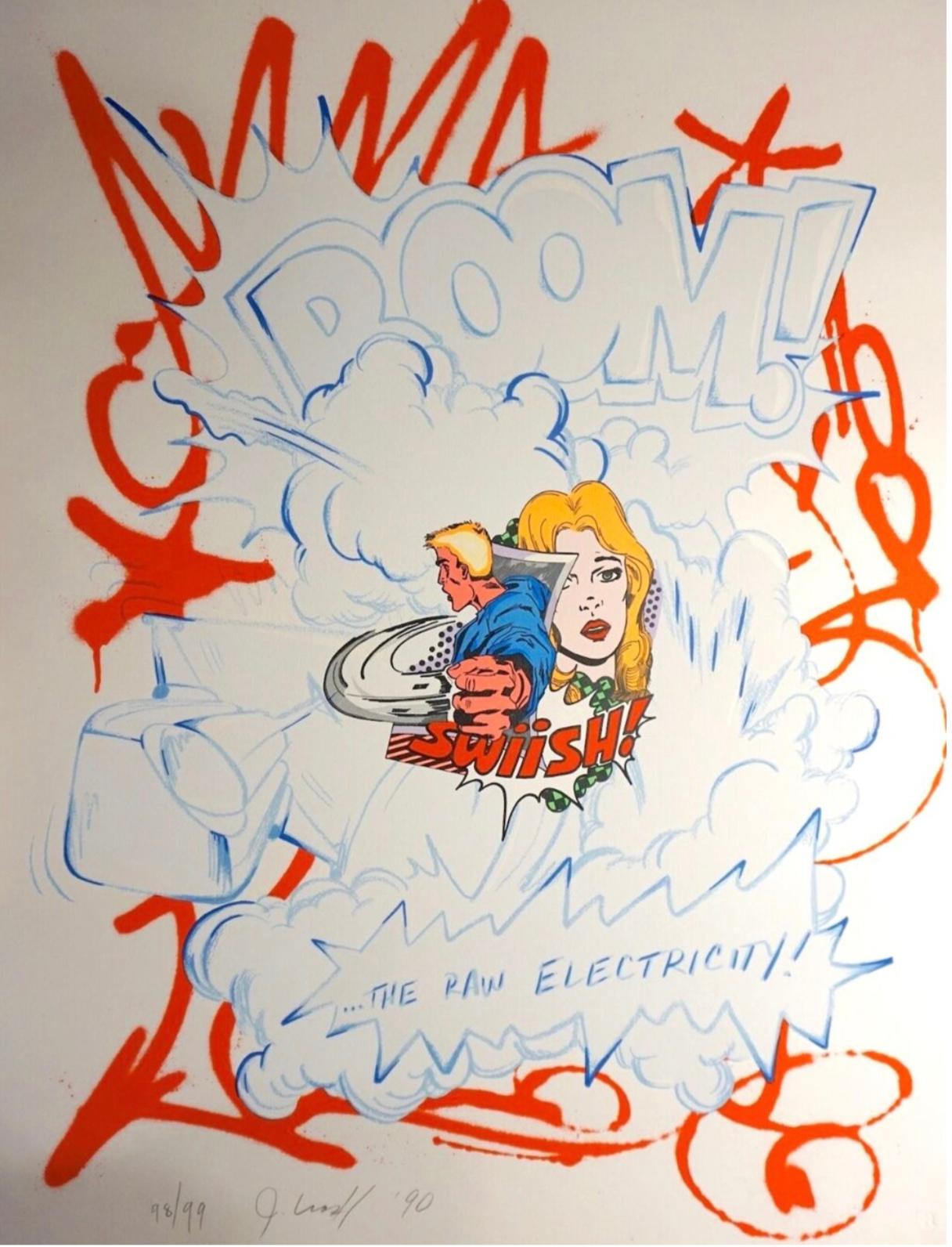 Figurative Print de John Crash Matos - Electricidad bruta