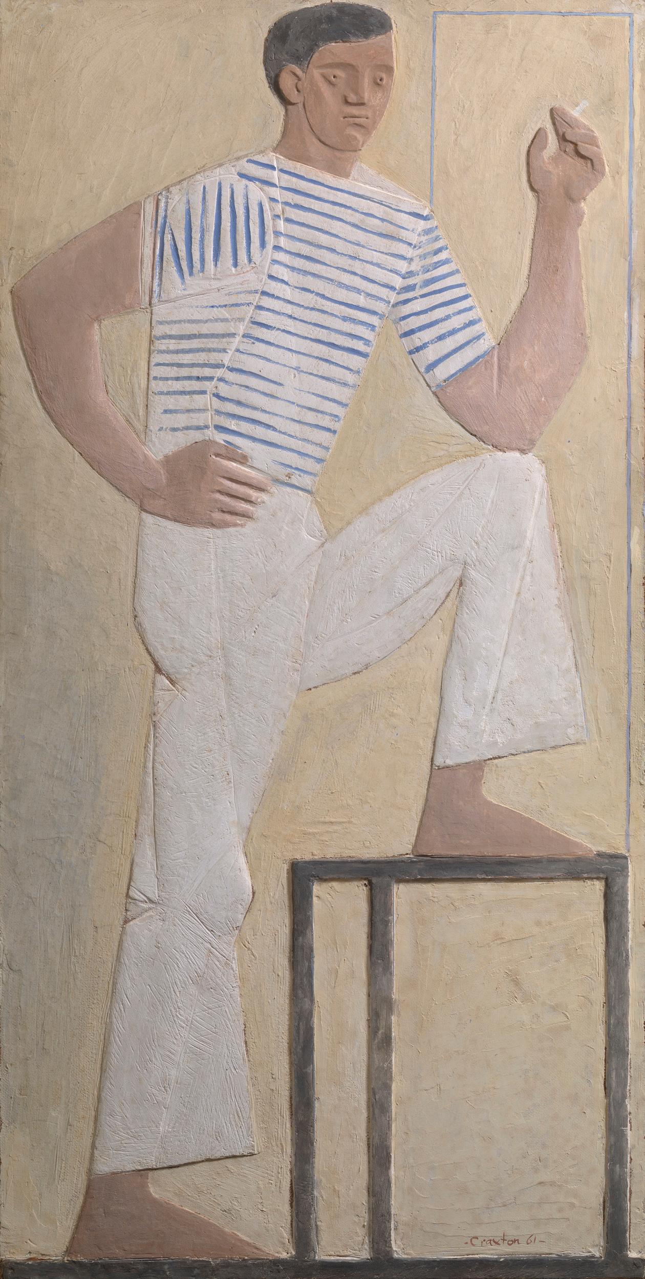 Young Man with Cigarette - 20th Century, Mixed media on board by John Craxton