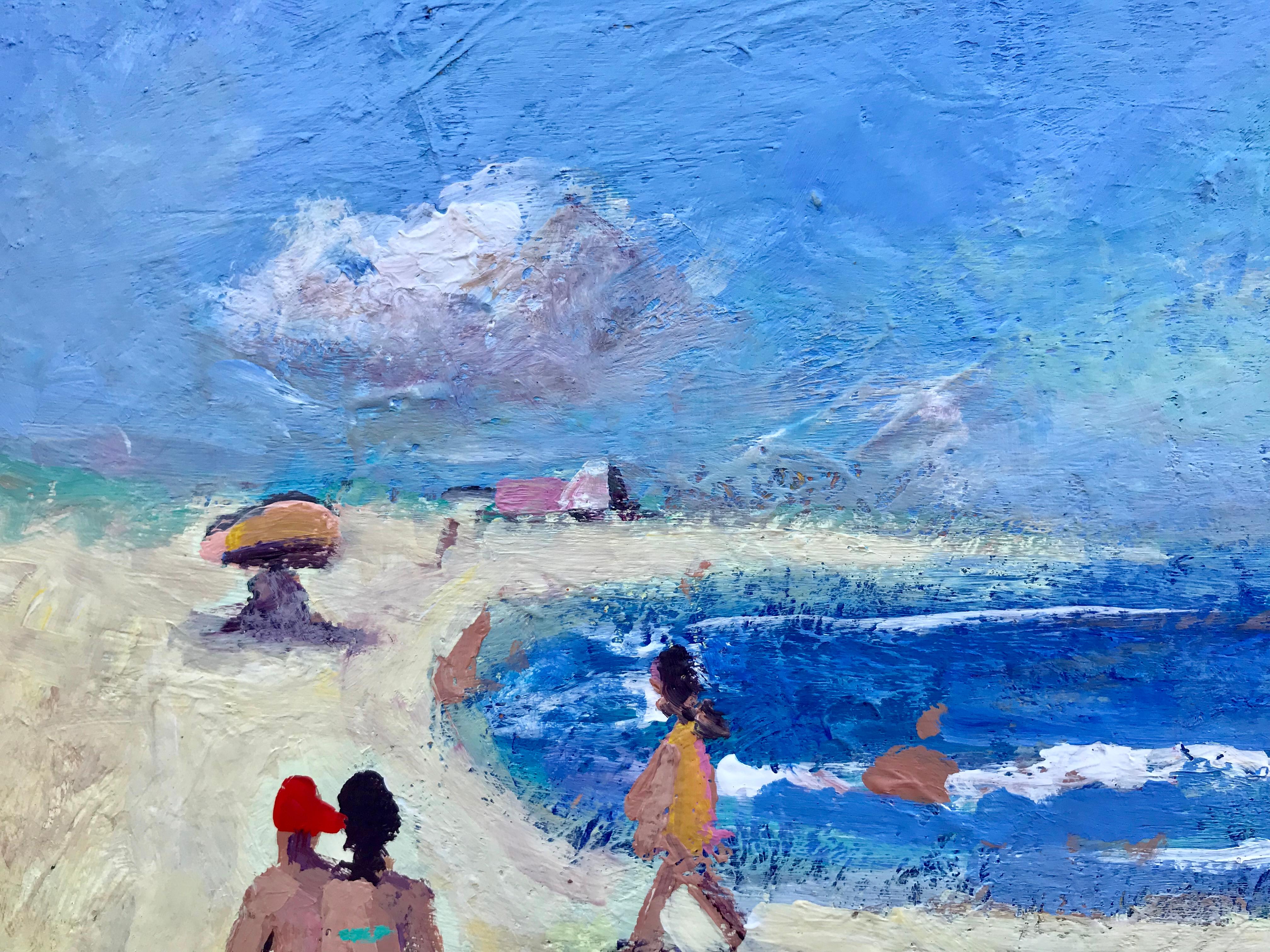 Journée de plage - Bleu Figurative Painting par John Crimmins