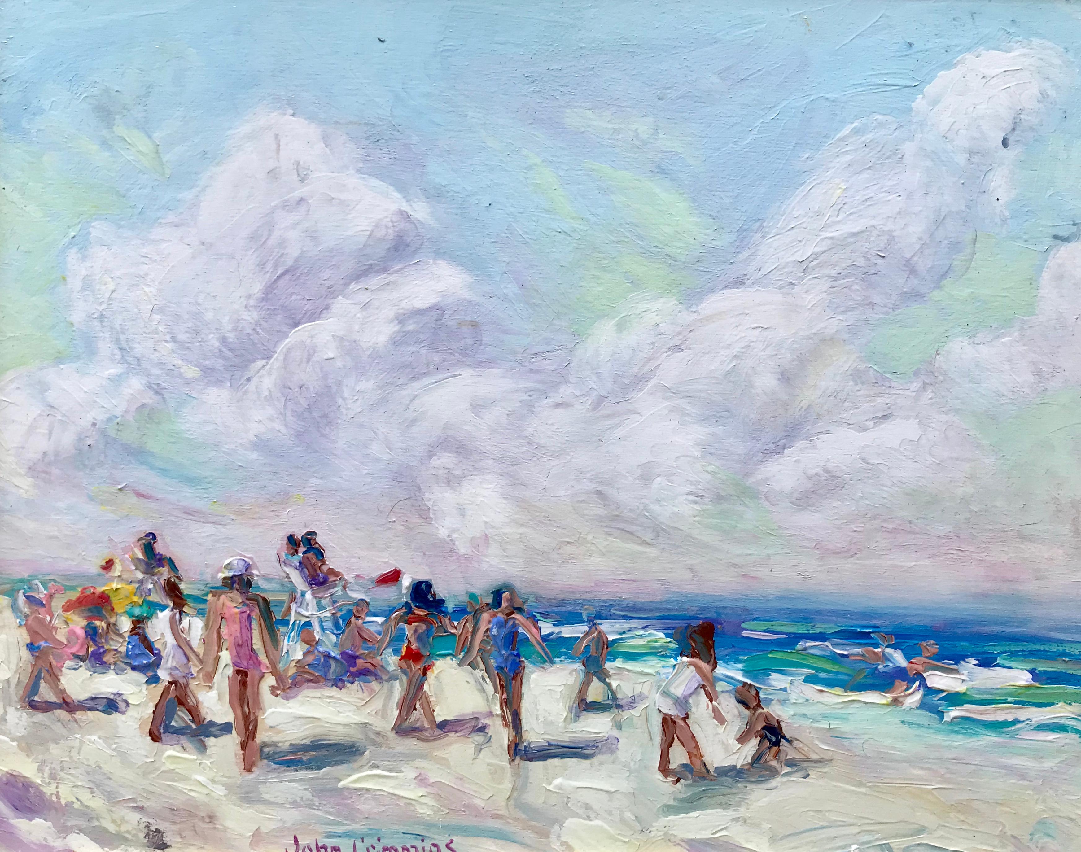 “Cooper’s Beach, Southampton” - Painting by John Crimmins