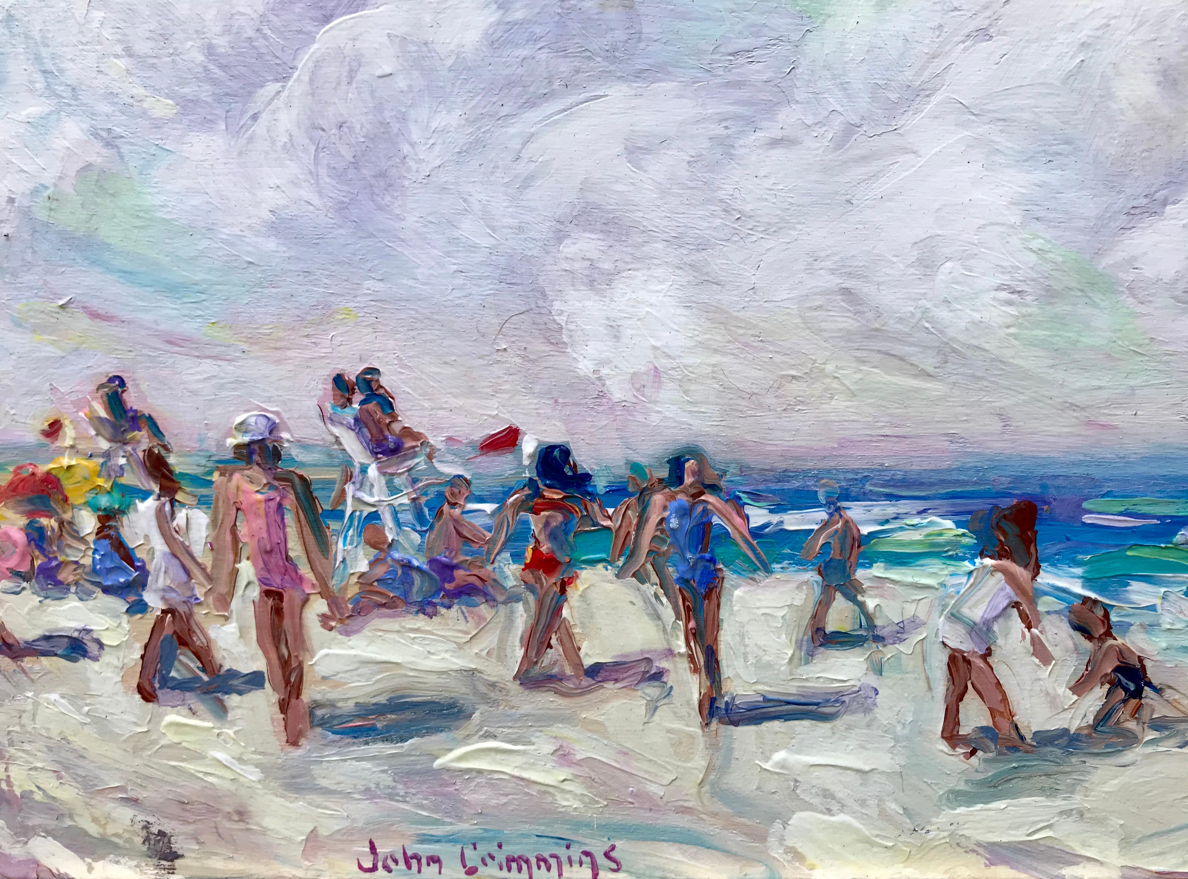 “Cooper’s Beach, Southampton” - Post-Impressionist Painting by John Crimmins
