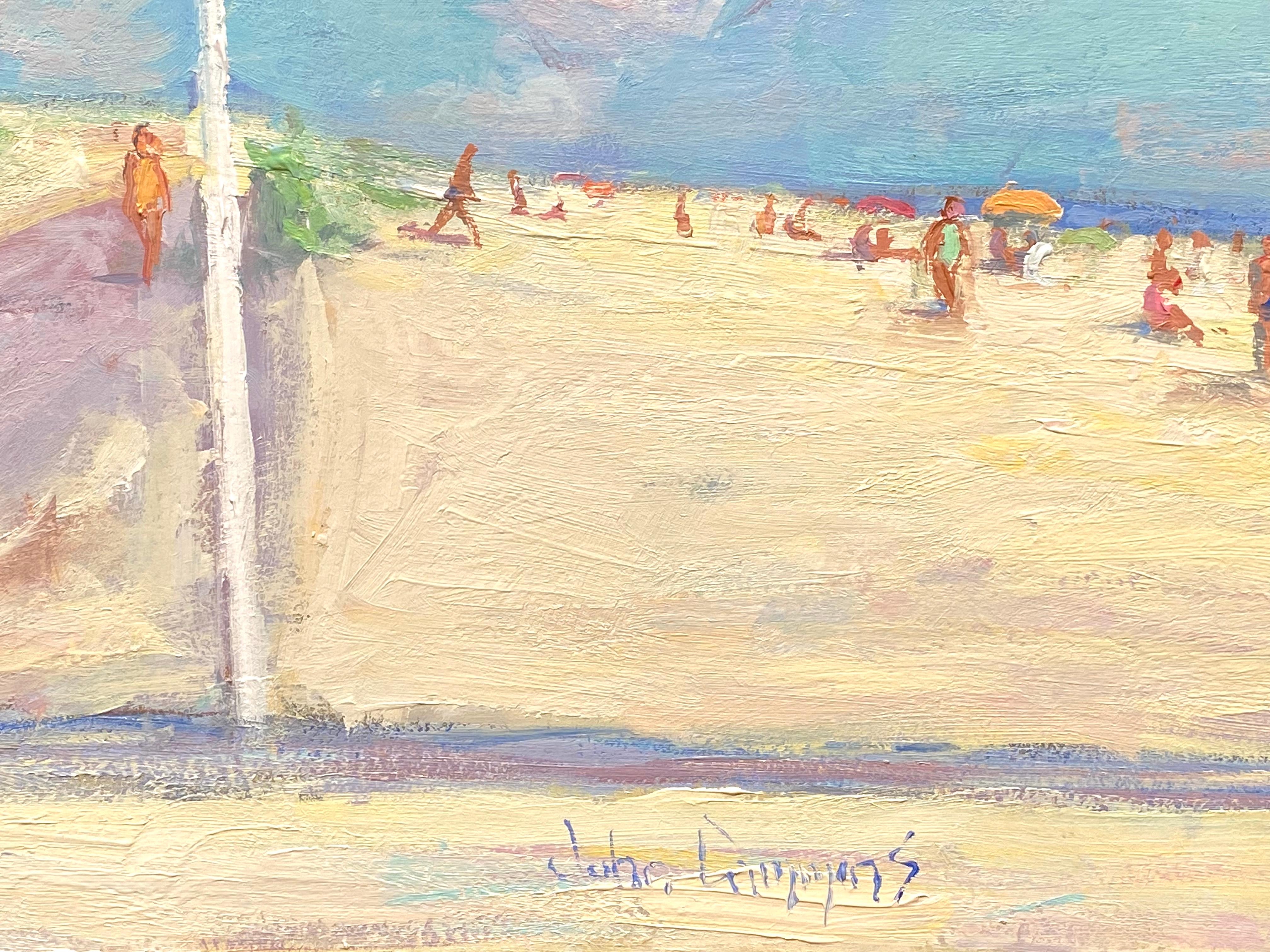 “Flag at Cooper’s Beach” - Post-Impressionist Painting by John Crimmins