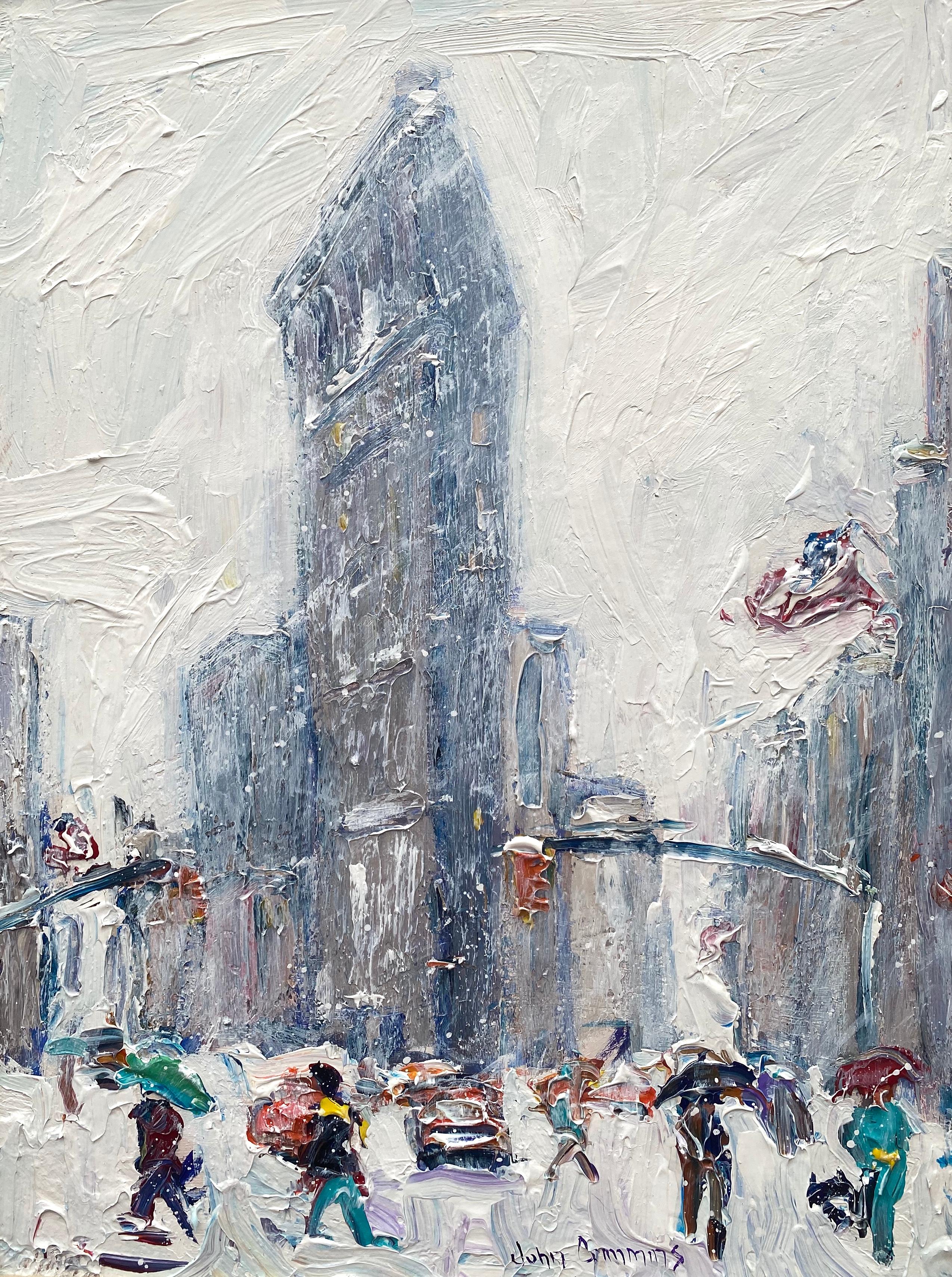 John Crimmins Figurative Painting - “Flatiron Building, New York”