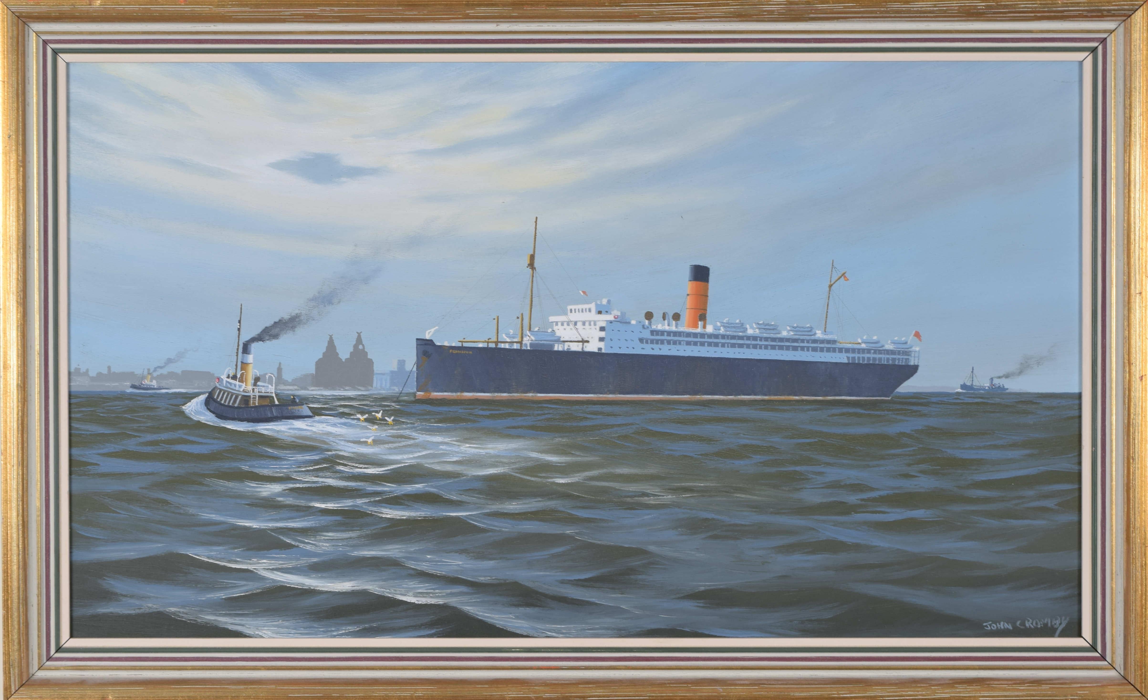 A Passenger Ship in Liverpool Harbour oil painting by John Cromby 1