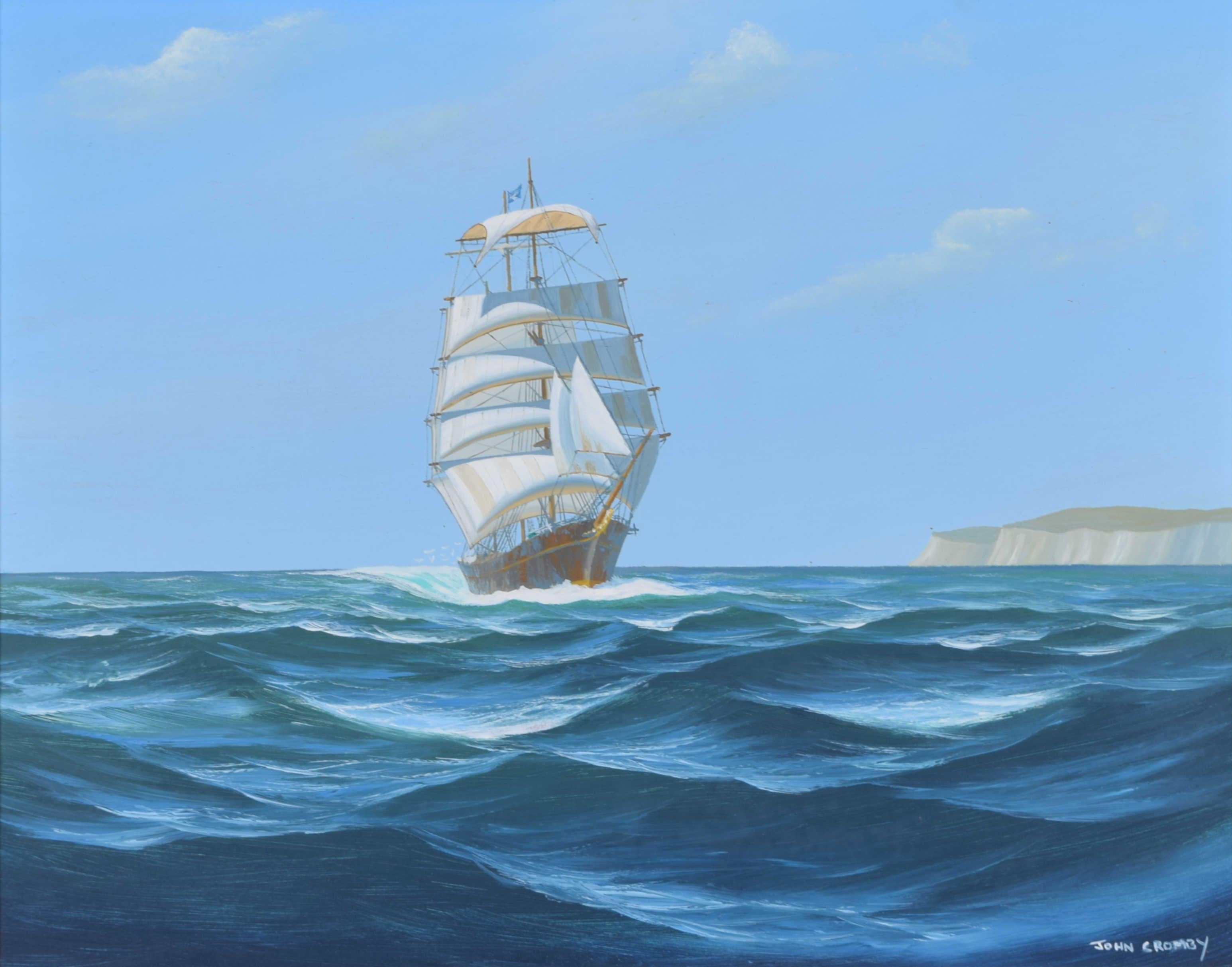 Peinture à l'huile de Berean, grand navire à voile, par John Cromby
