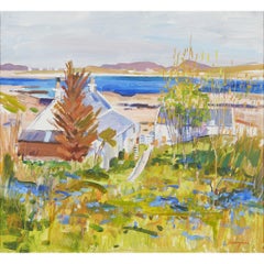 Crofts at Portuairk, Ardnamurchan - Oil Painting by John Cunningham