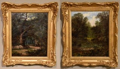 Oil Painting Pair by John Cuthbert Salmon "Woodland Scenes"