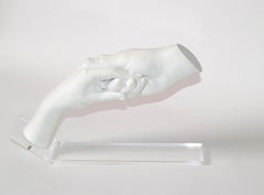 John Cutrone Plaster Sculpture on Lucite Base Couple Holding Hands Austin Prod