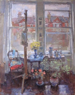 Brighton Studio - impressionism realist oil artwork modern interior still life