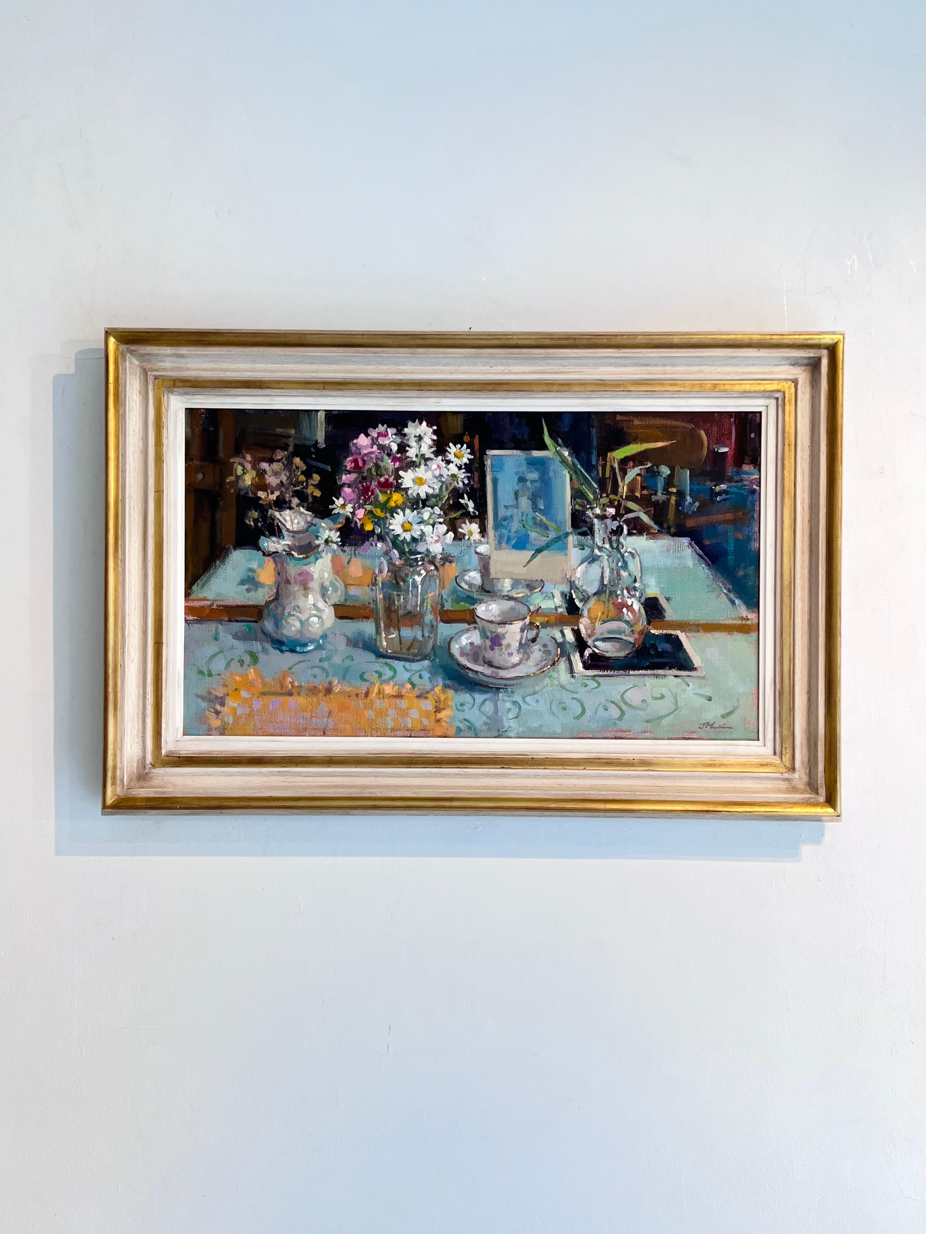 Summer Flowers - original floral impressionist oil painting- contemporary art - Painting by John D Martin RBA